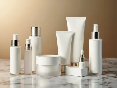 Collection of Blank White Cosmetic Skincare Bottles