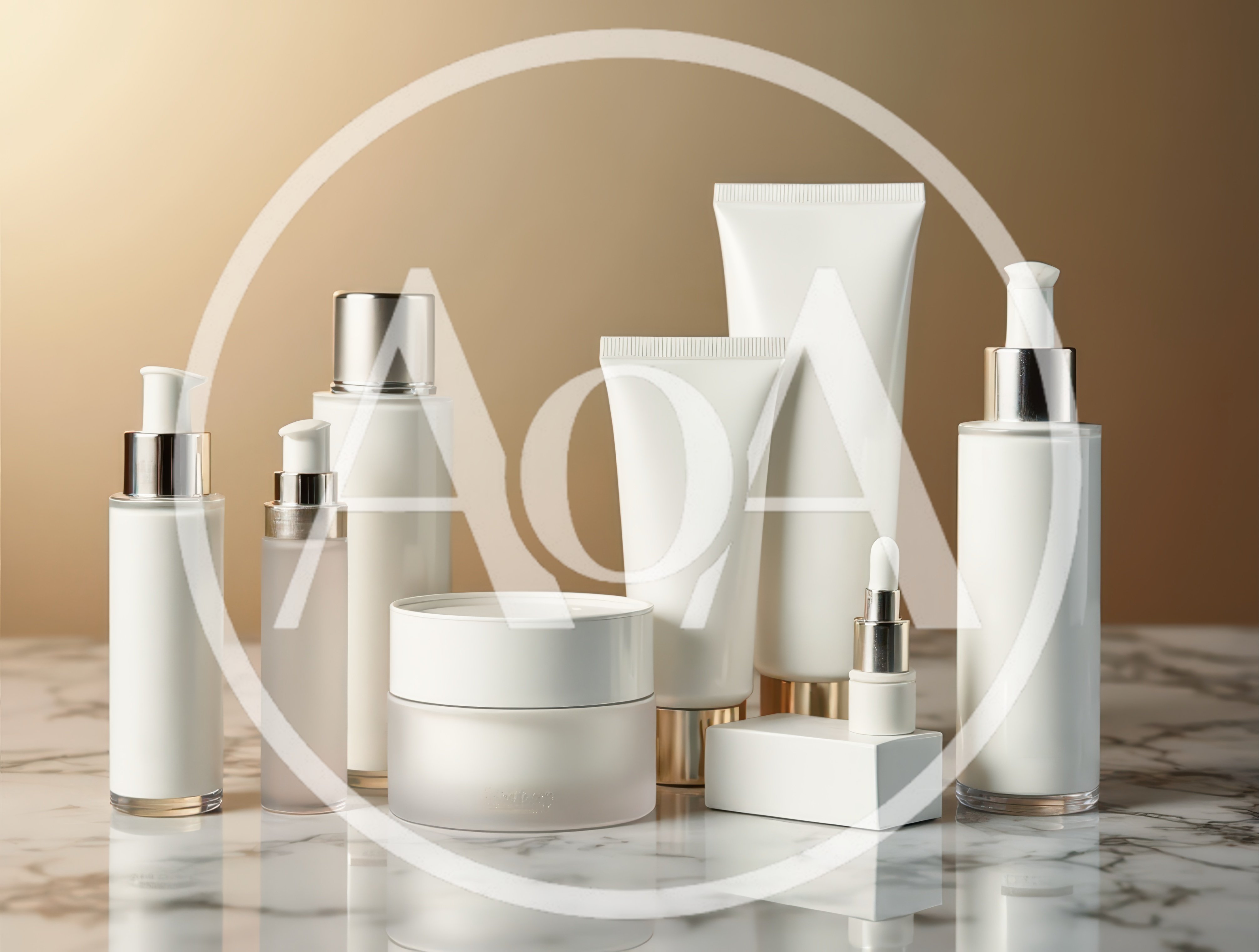 Collection of Blank White Cosmetic Skincare Bottles