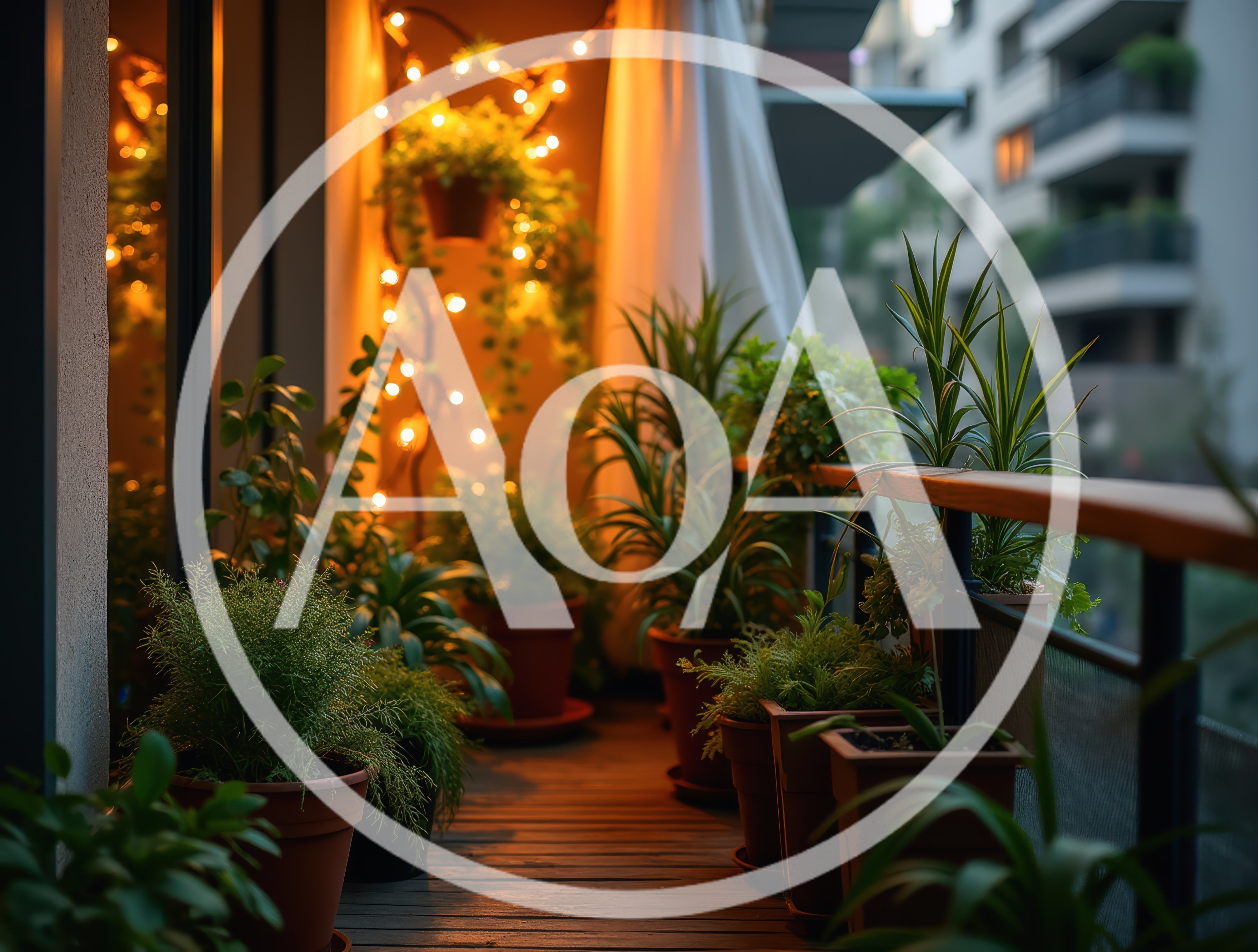 Cozy Balcony Garden With Warm String Lights