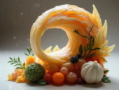 Artistic Sculpted Butter Wave With Fresh Fruit And Herbs