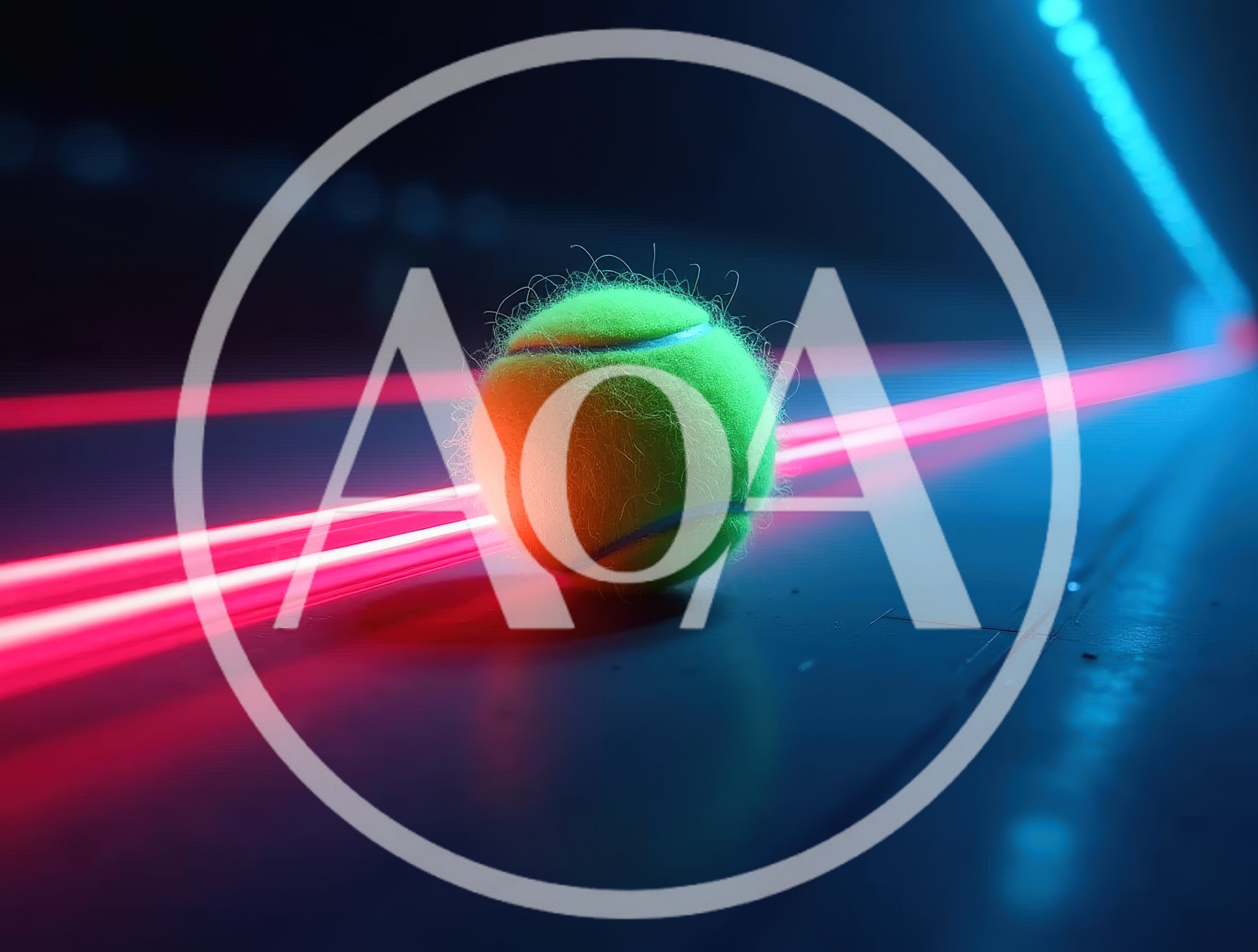 Neon Tennis Ball on Glowing Cyberpunk Surface