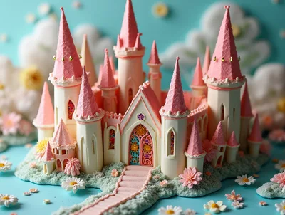 Miniature Pink And White Fairy Tale Castle