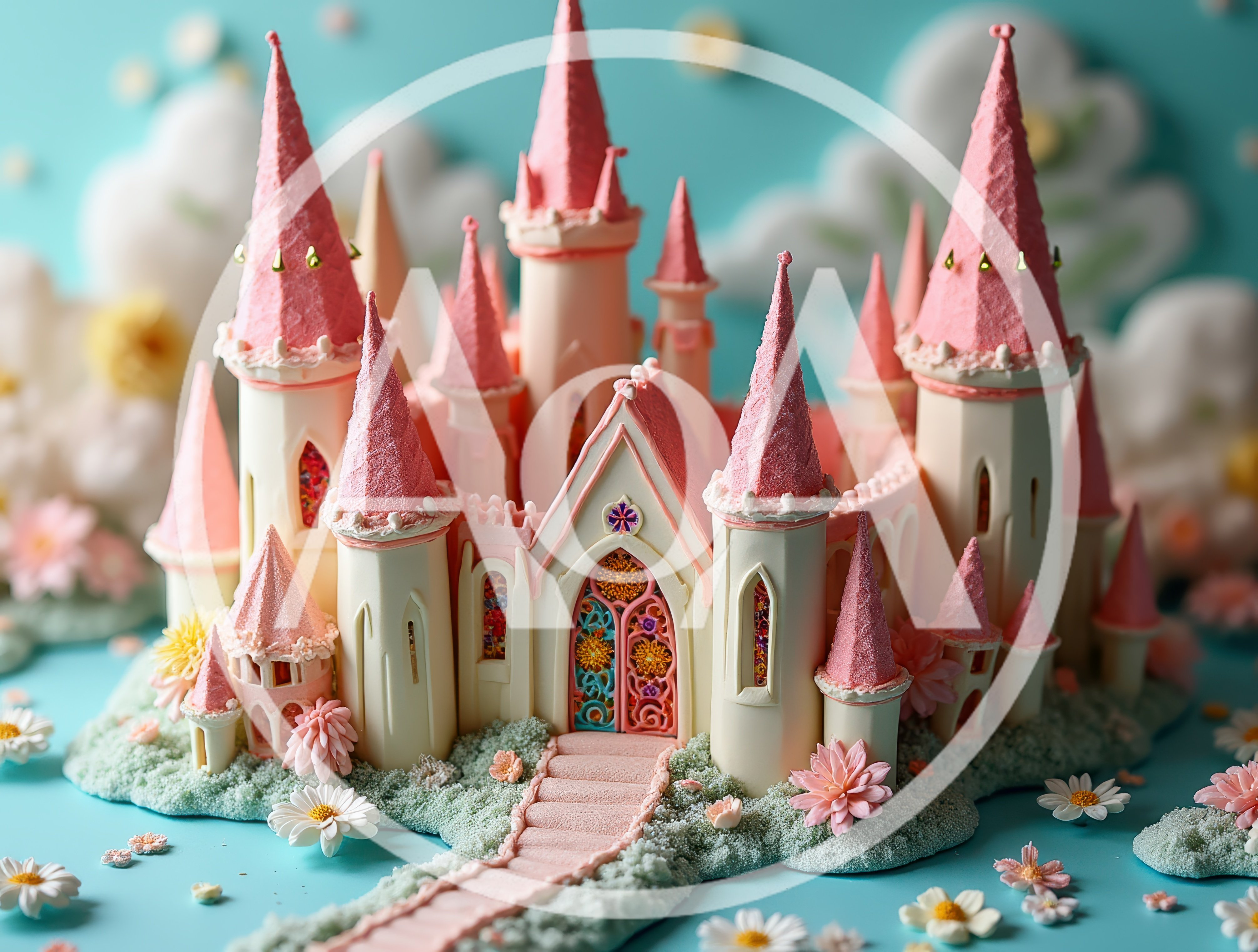 Miniature Pink And White Fairy Tale Castle