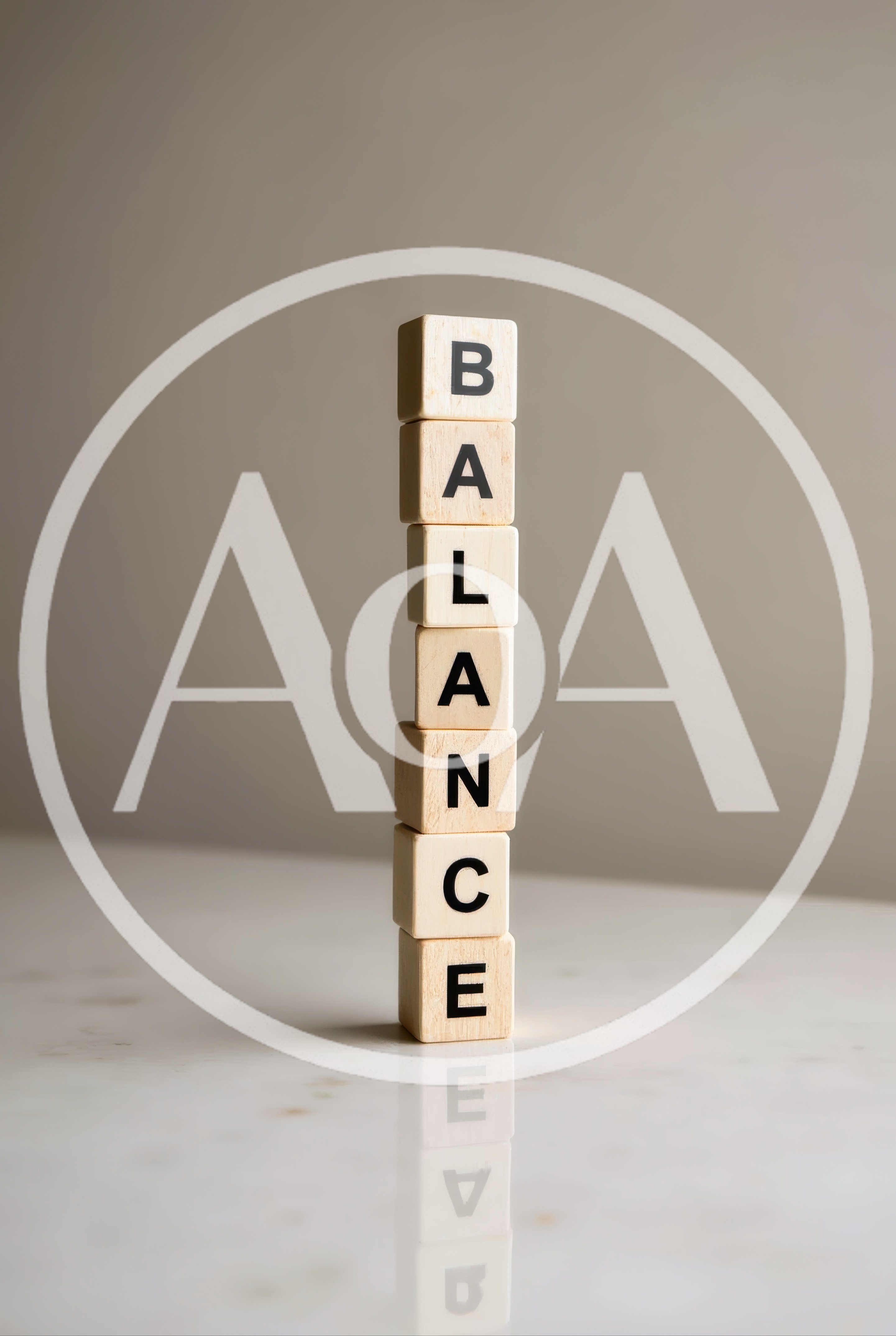 Wooden Blocks Stacked Vertically Spelling The Word Balance