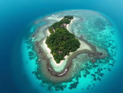 Aerial View Of A Tropical Island Resort