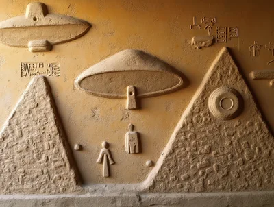 Ancient Style Relief Carving Depicting UFOs and Figures