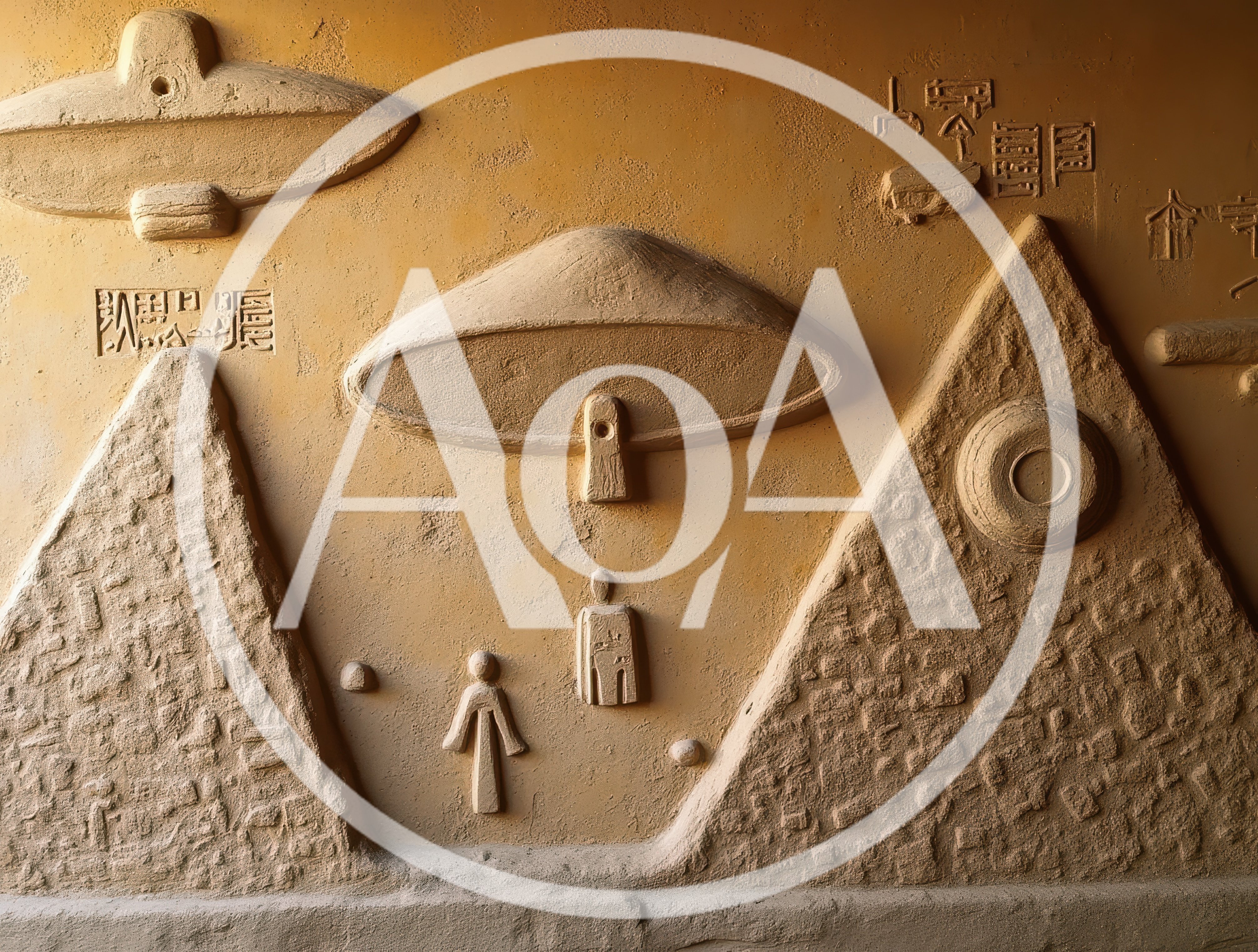 Ancient Style Relief Carving Depicting UFOs and Figures