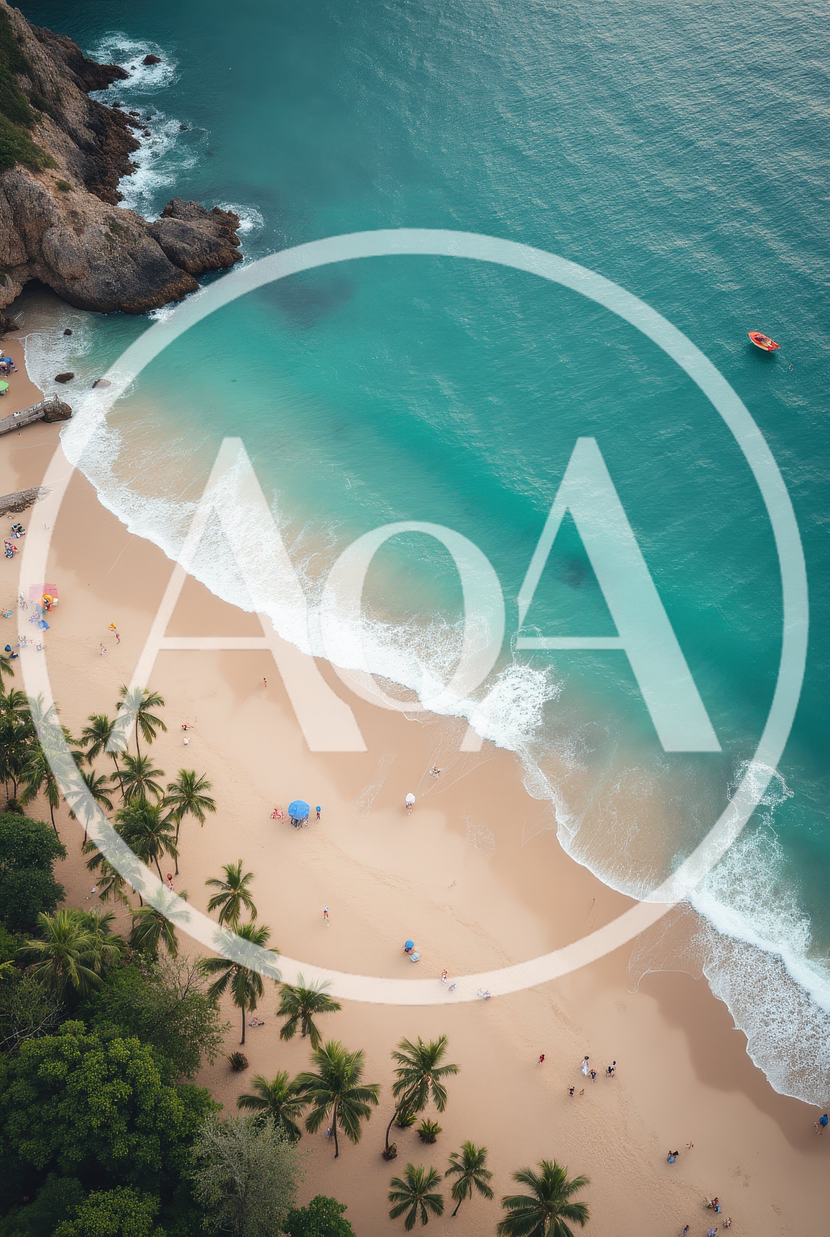 Aerial View Of Tropical Beach With Turquoise Water