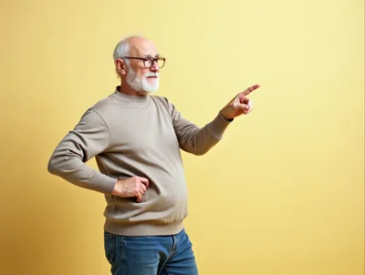 Senior Man Pointing To The Side
