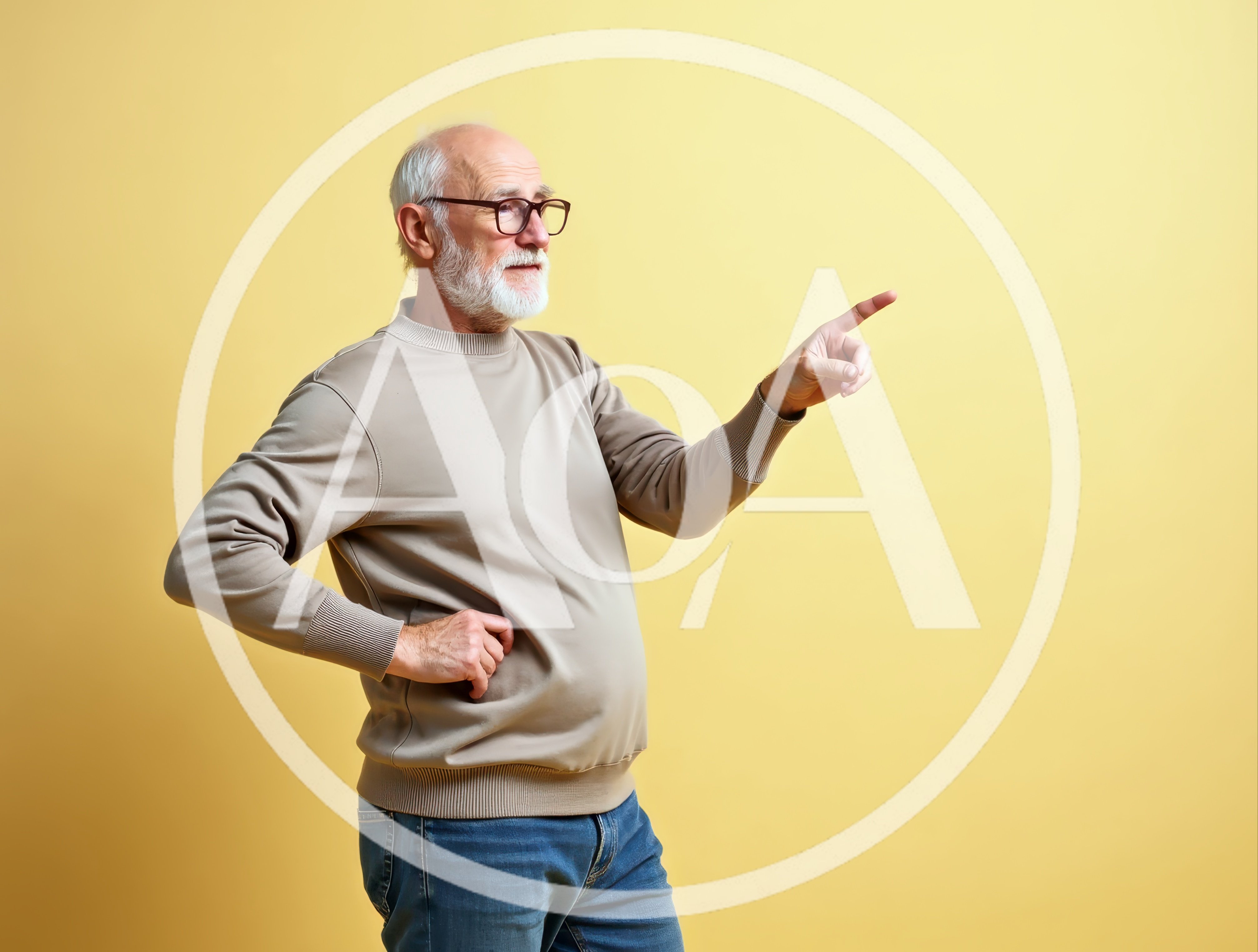 Senior Man Pointing To The Side