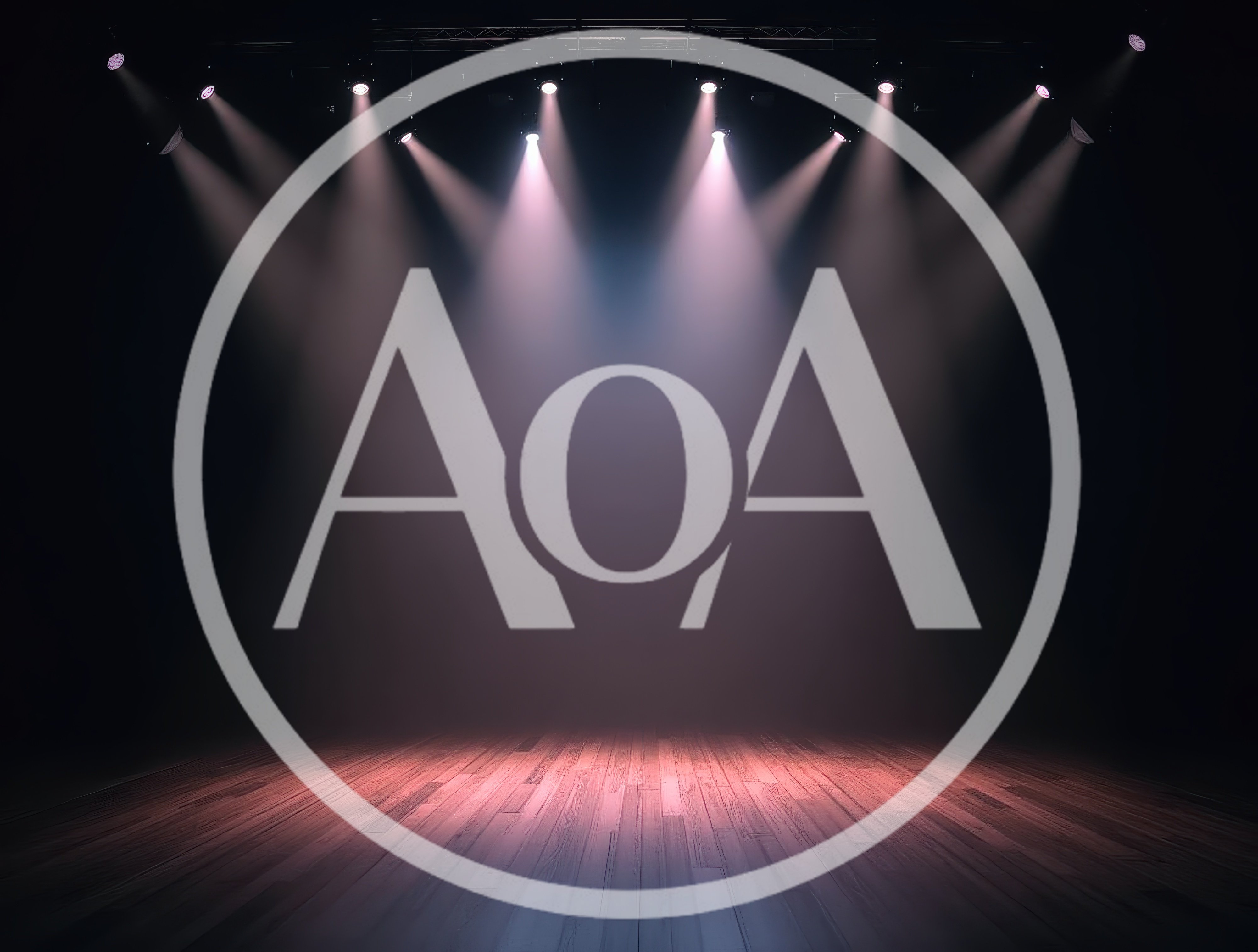 Empty Wooden Stage With Dramatic Spotlight Beams
