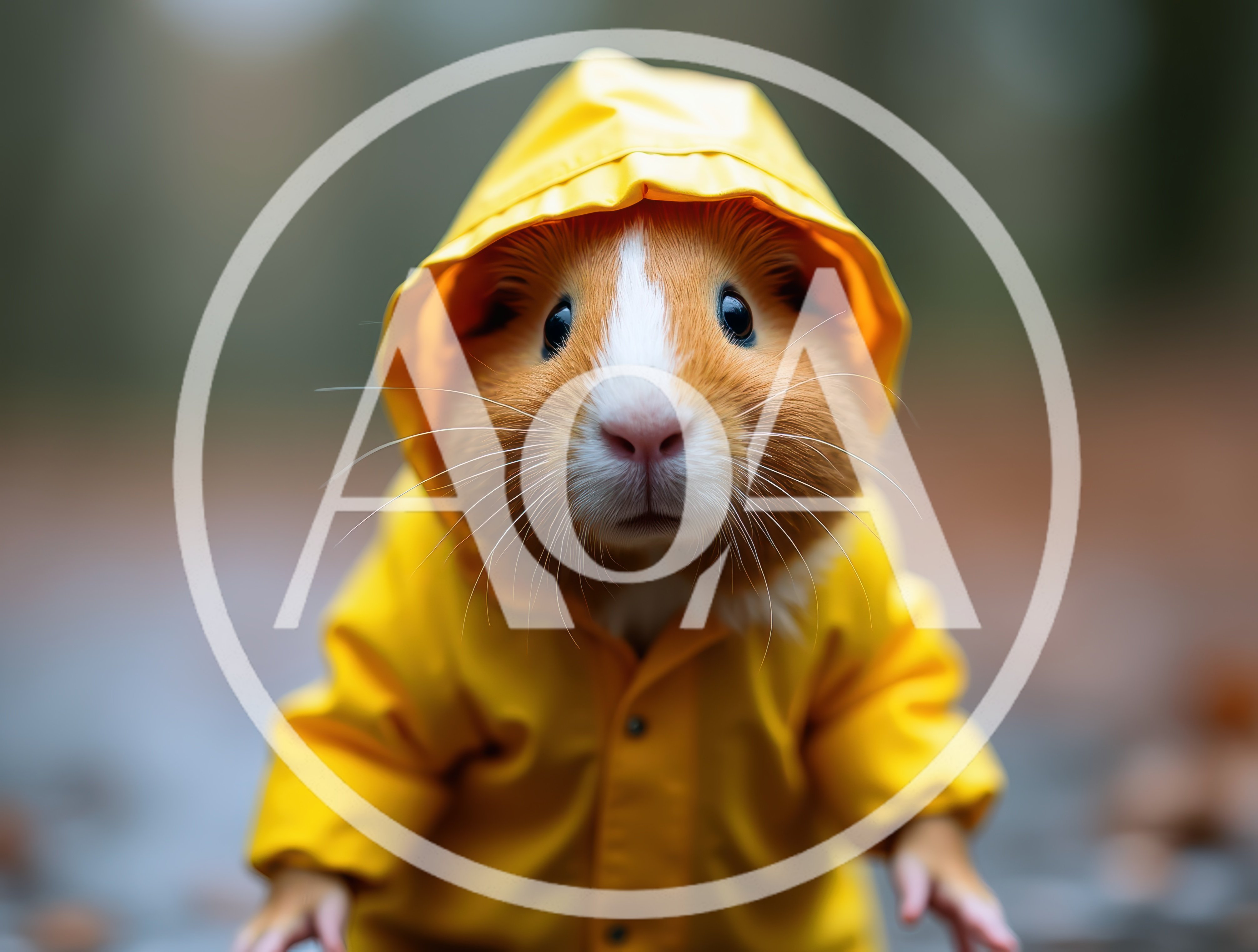Cute Guinea Pig Wearing A Yellow Raincoat