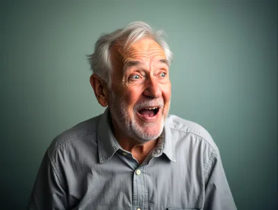 Surprised Elderly Man With Wide Eyes And Open Mouth