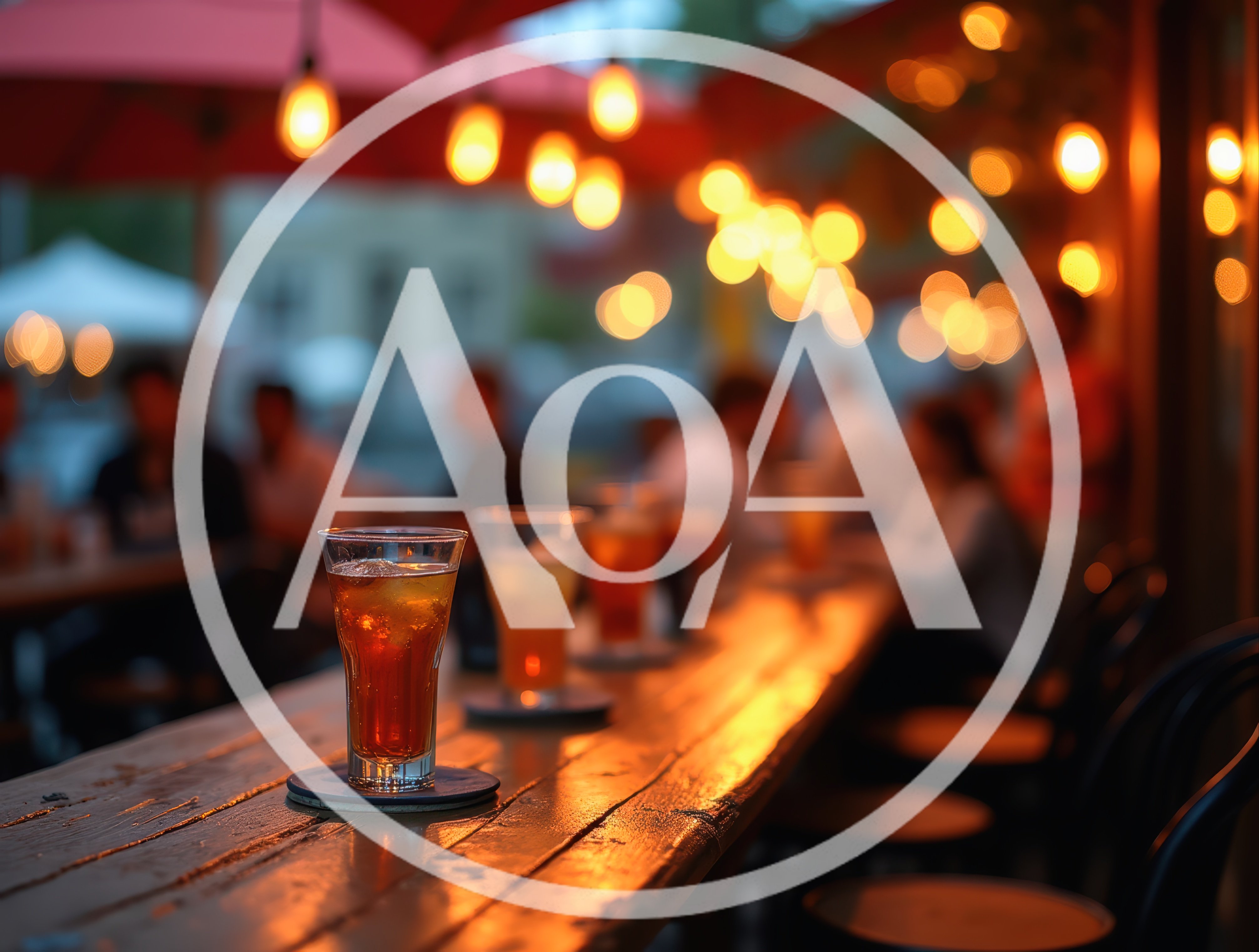 Cold Drinks On A Wooden Bar At Sunset
