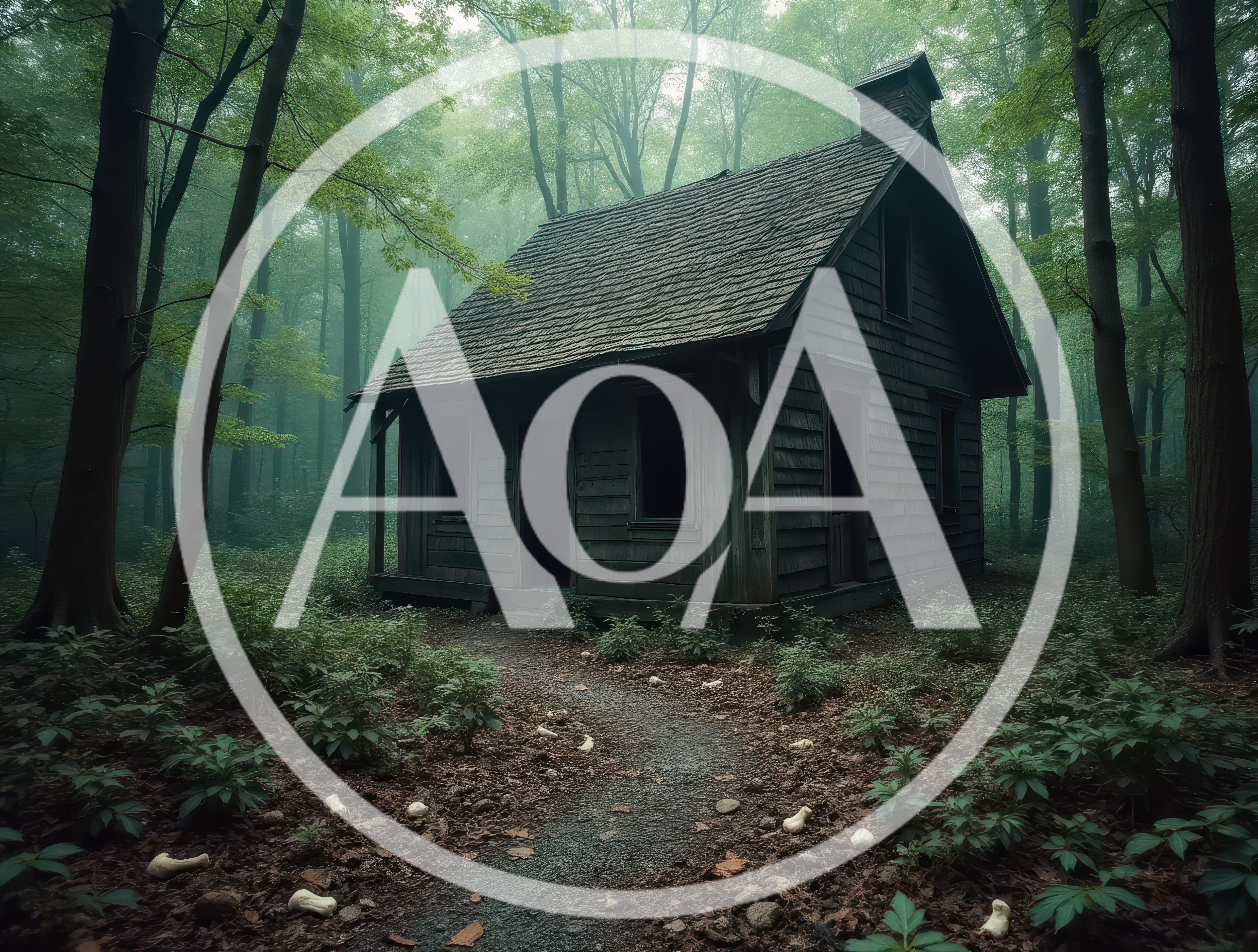 Abandoned Wooden Cabin In A Misty Forest