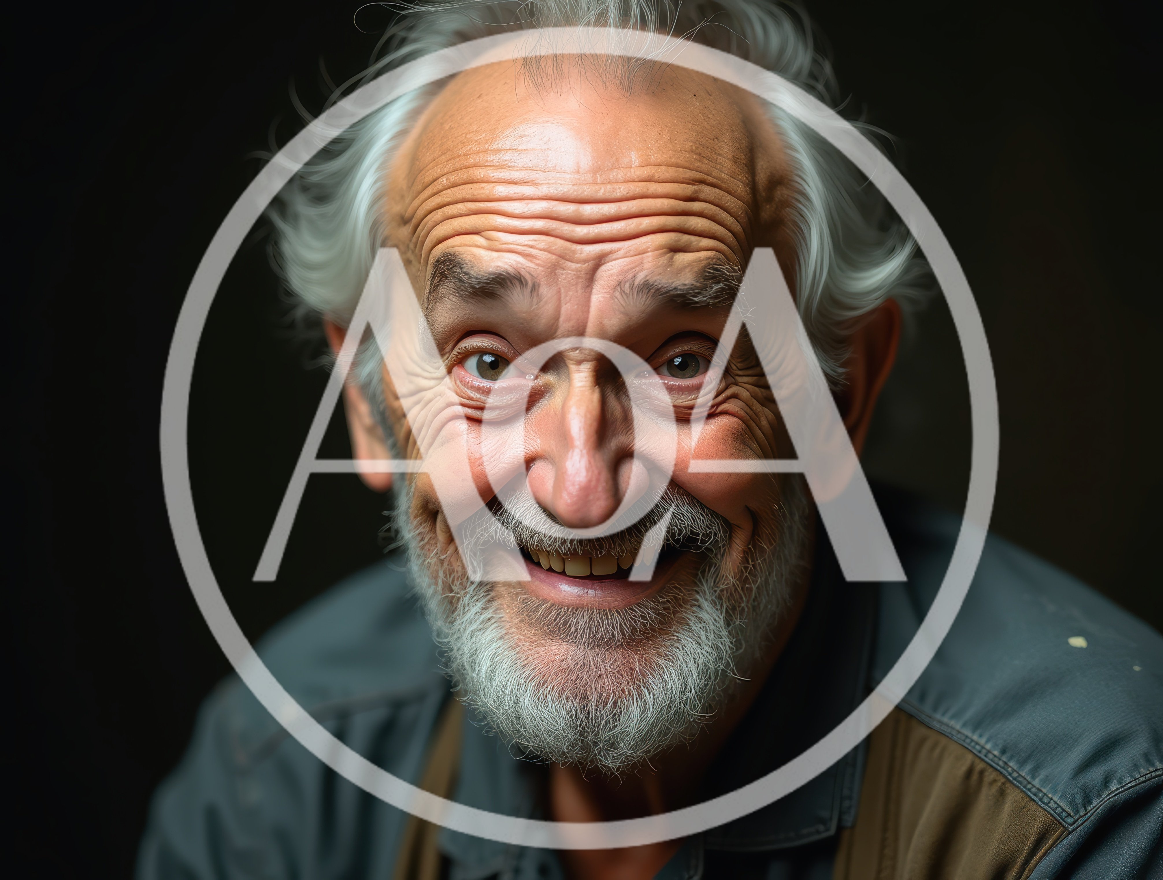 Portrait Of A Smiling Elderly Man With White Hair
