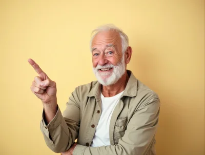 Senior Man Pointing To The Side