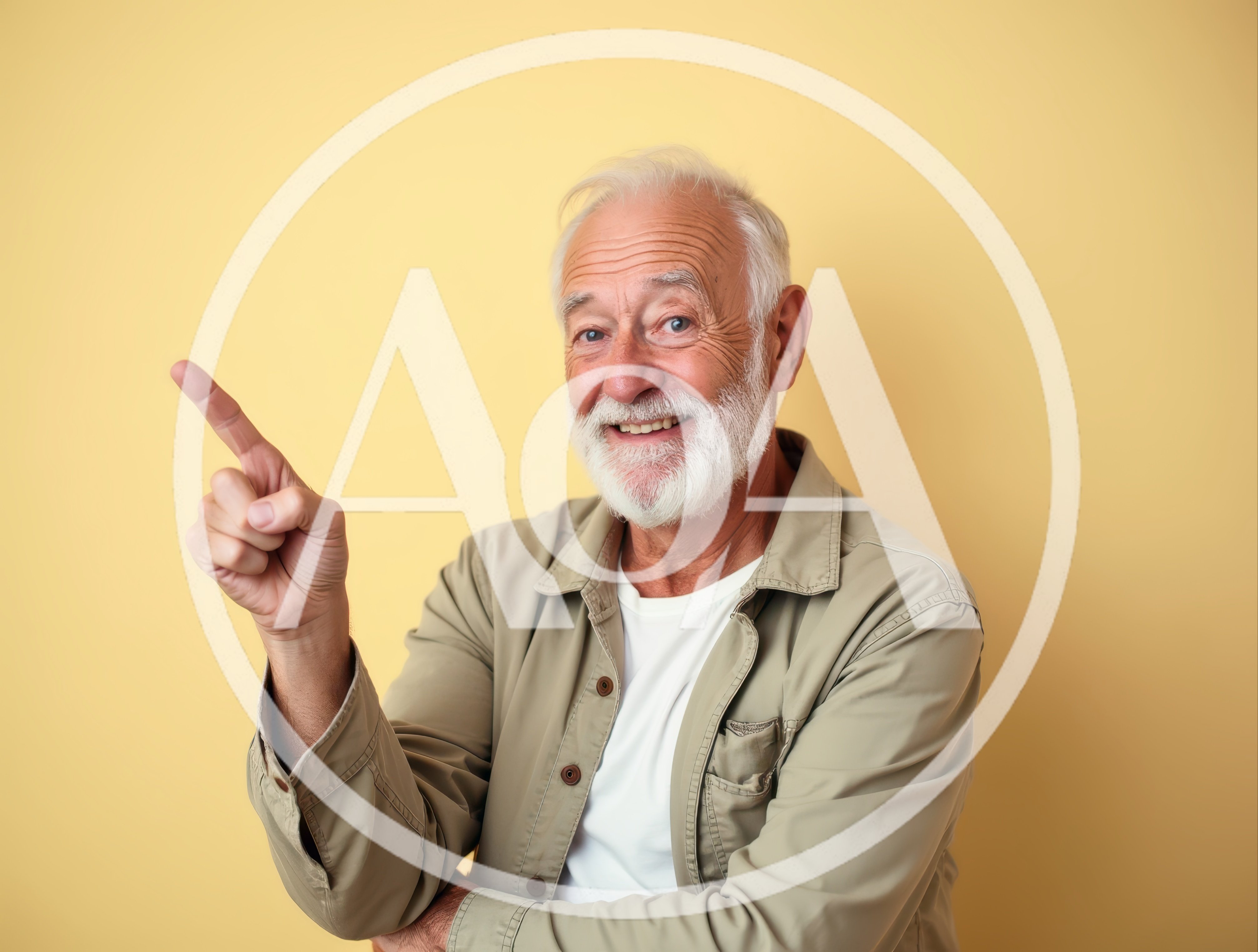 Senior Man Pointing To The Side
