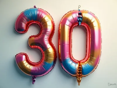 Iridescent Number Thirty Foil Balloons