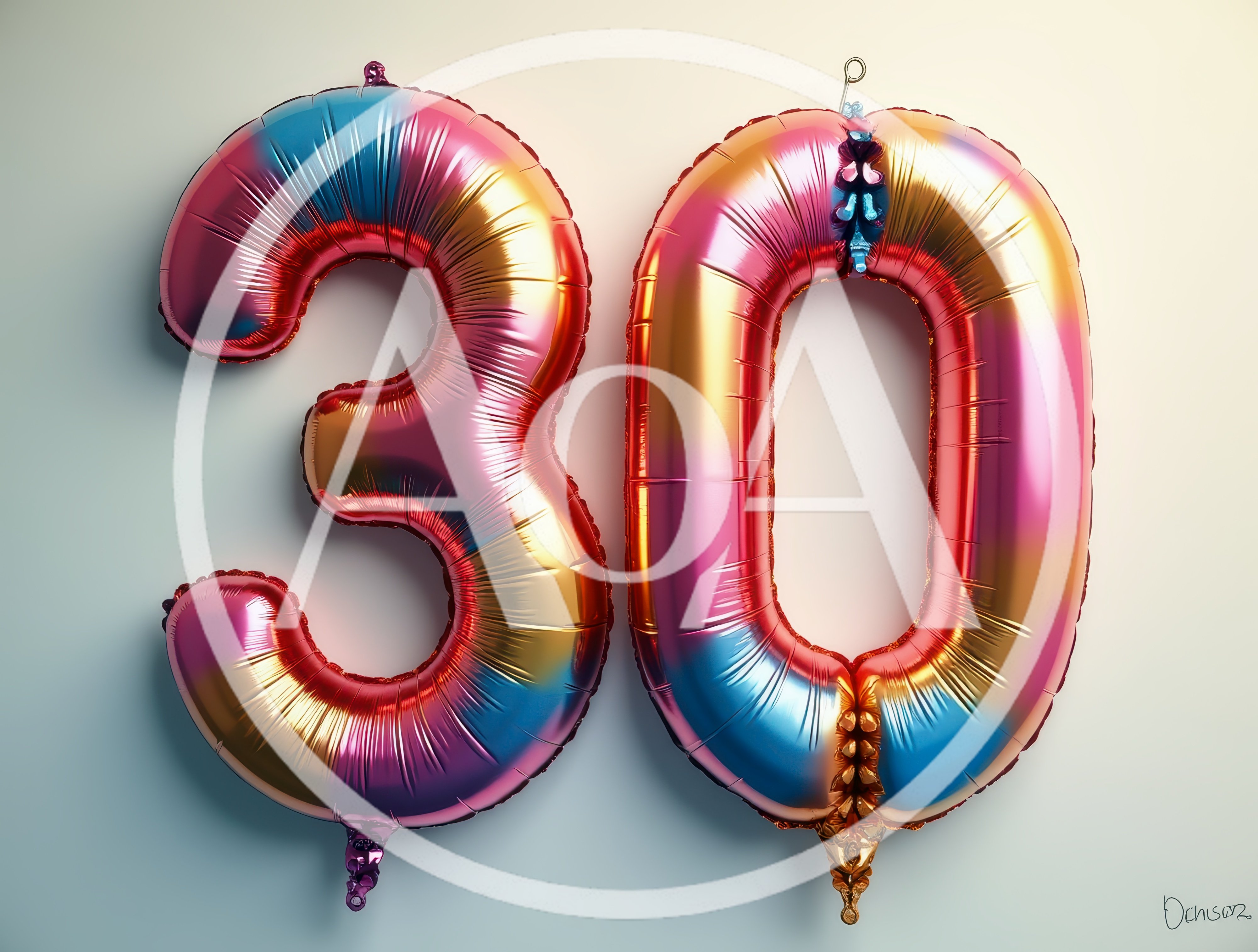 Iridescent Number Thirty Foil Balloons