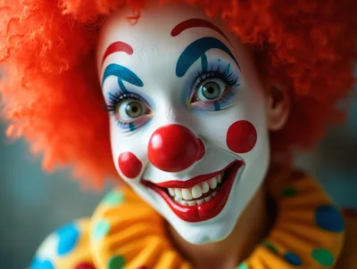 Close Up Portrait Of A Smiling Clown