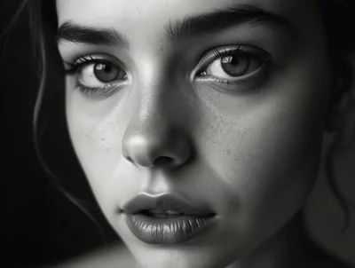 Close Up Portrait Of A Young Woman