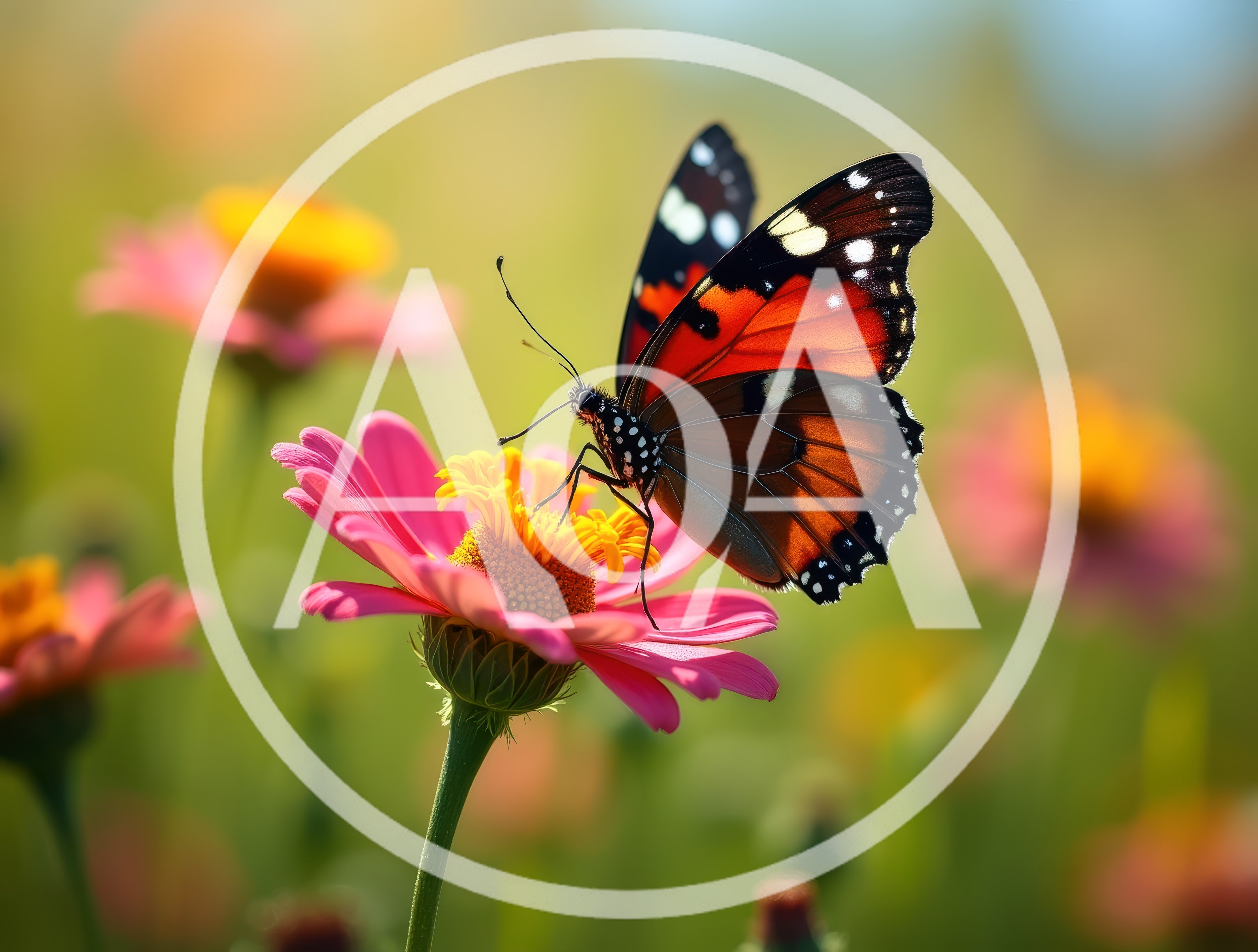 Monarch Butterfly Resting On A Pink Zinnia Flower