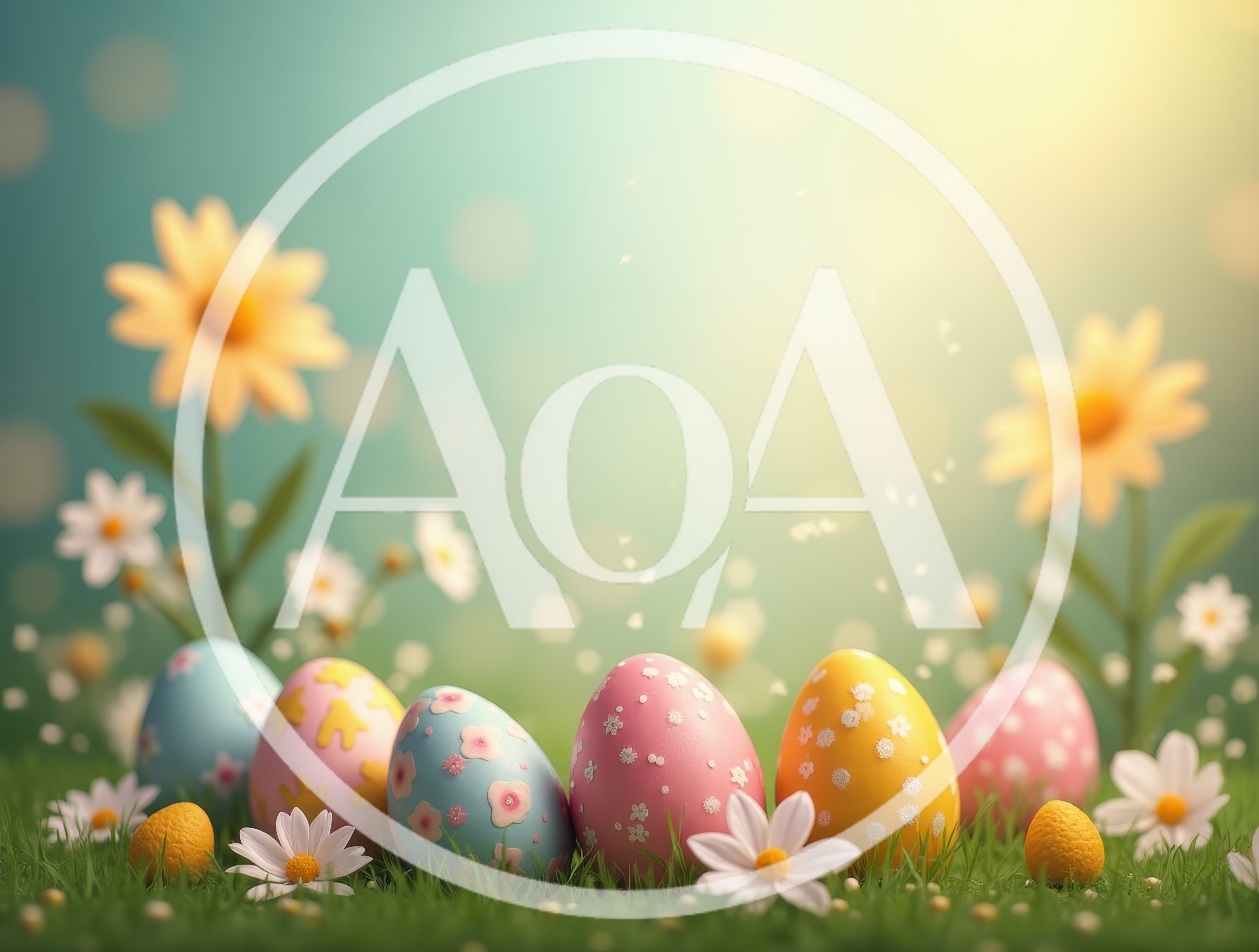 Colorful Easter Eggs Resting In A Grassy Meadow