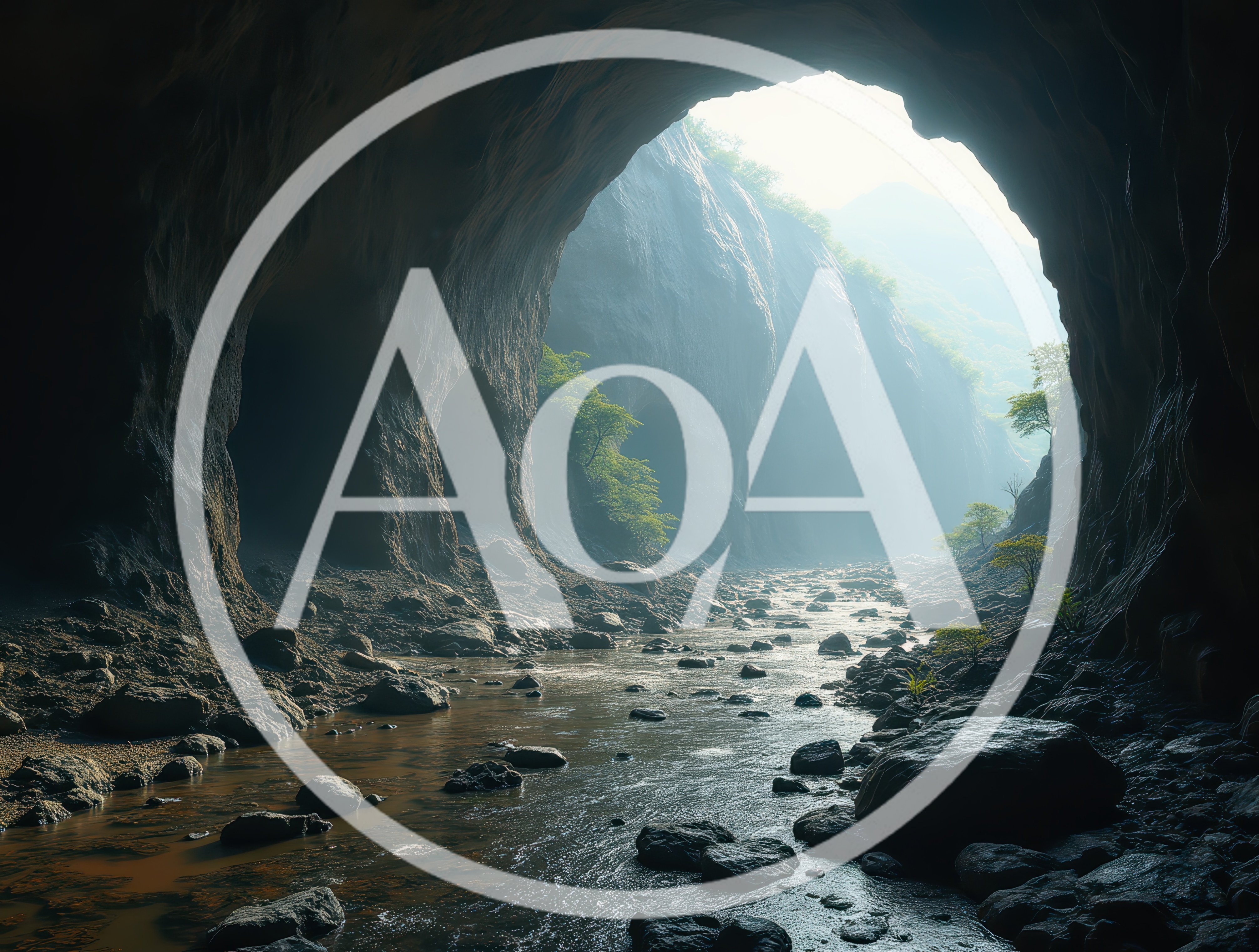 Sunlight Streaming Into A Large Natural Cave Entrance