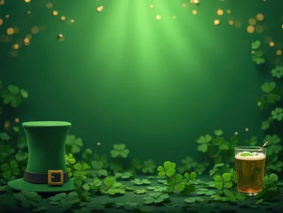 St Patrick's Day Celebration Background With Hat And Beer