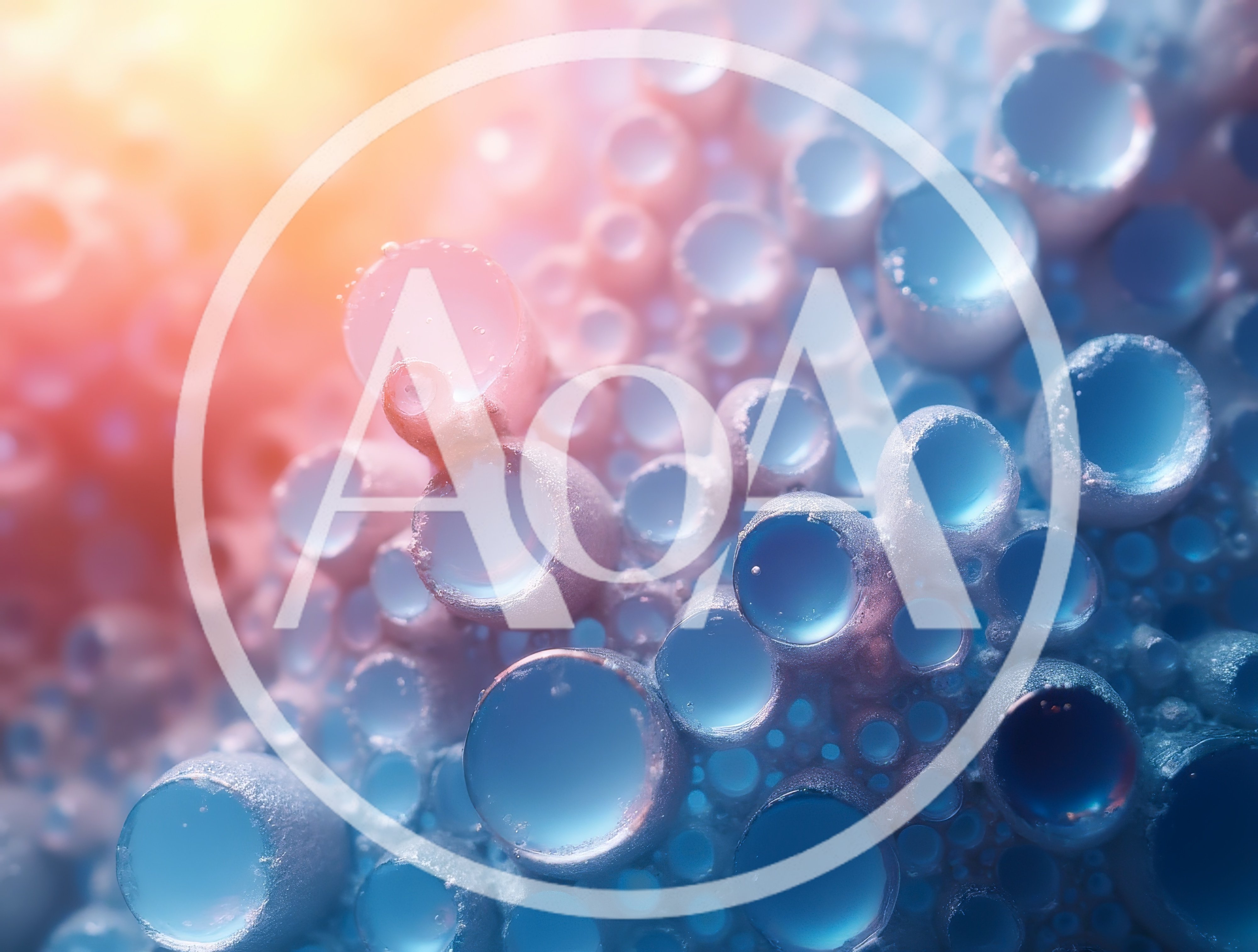 Abstract Macro View Of Translucent Blue And Pink Spheres