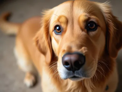 Close Up Portrait Of A Golden Retriever