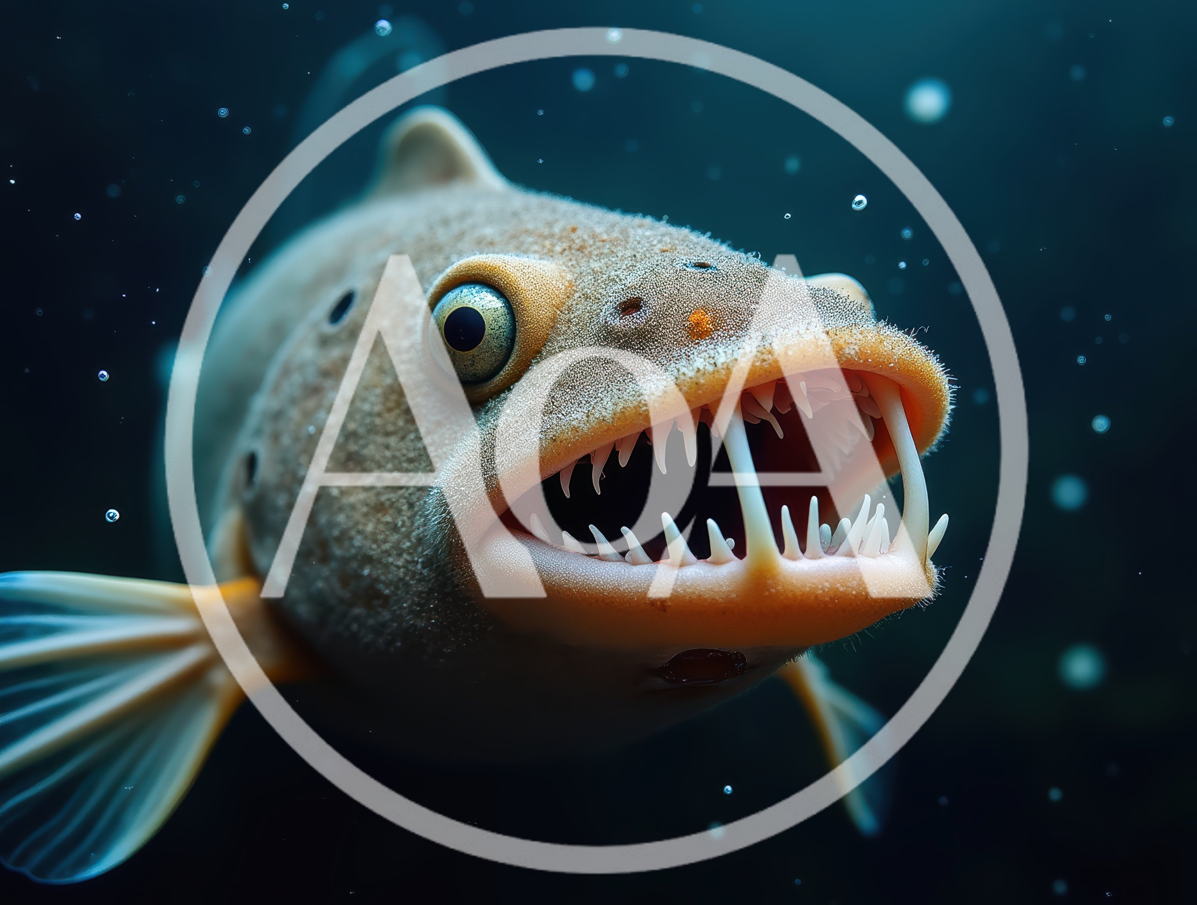 Deep Sea Fish With Sharp Teeth Swimming