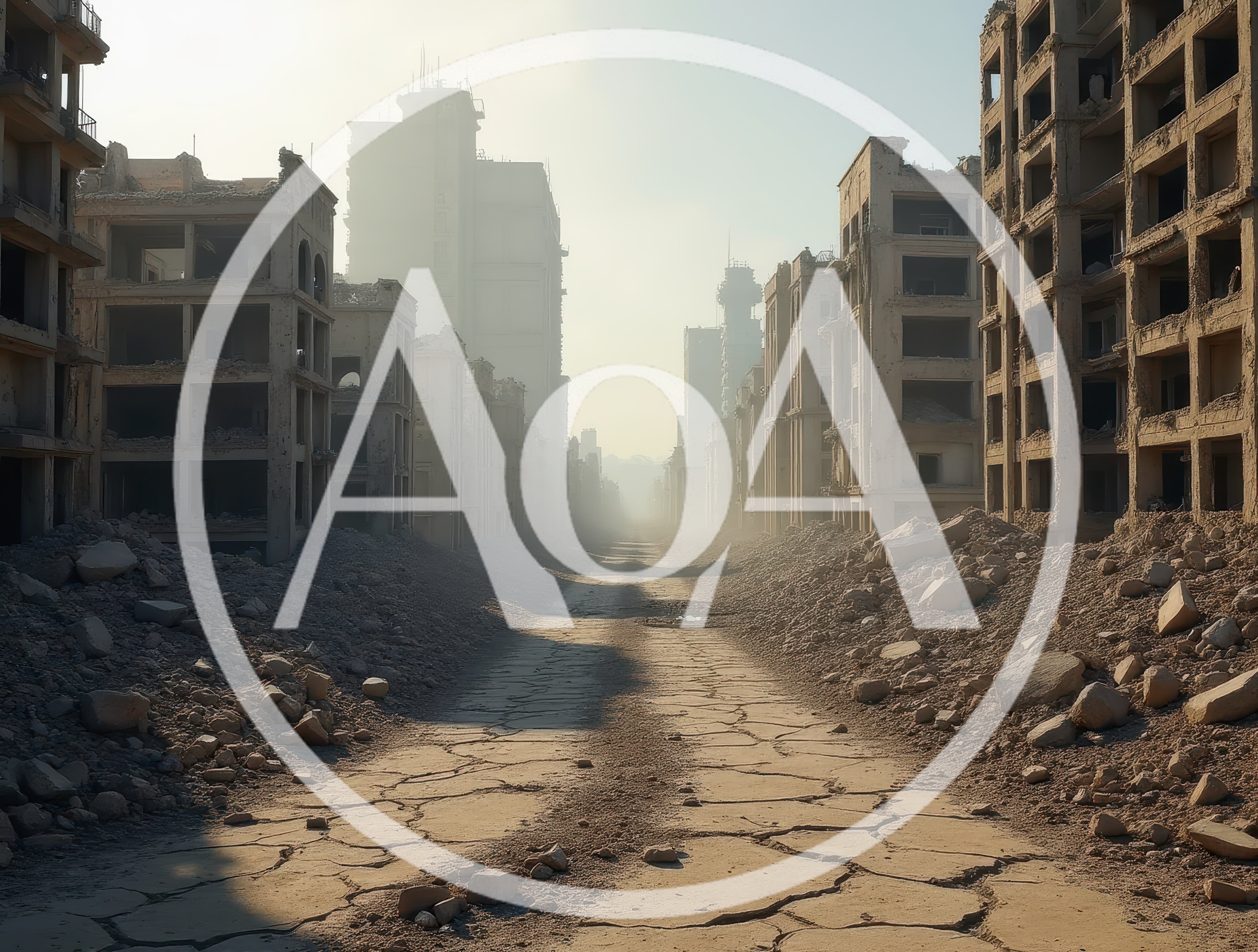 Desolate Ruined City Street After Conflict