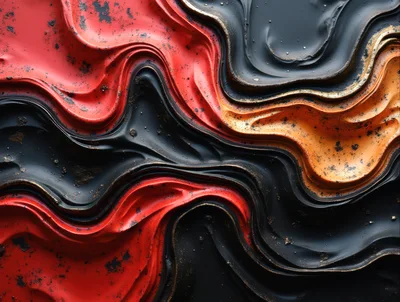 Abstract Fluid Waves Of Red Black And Gold