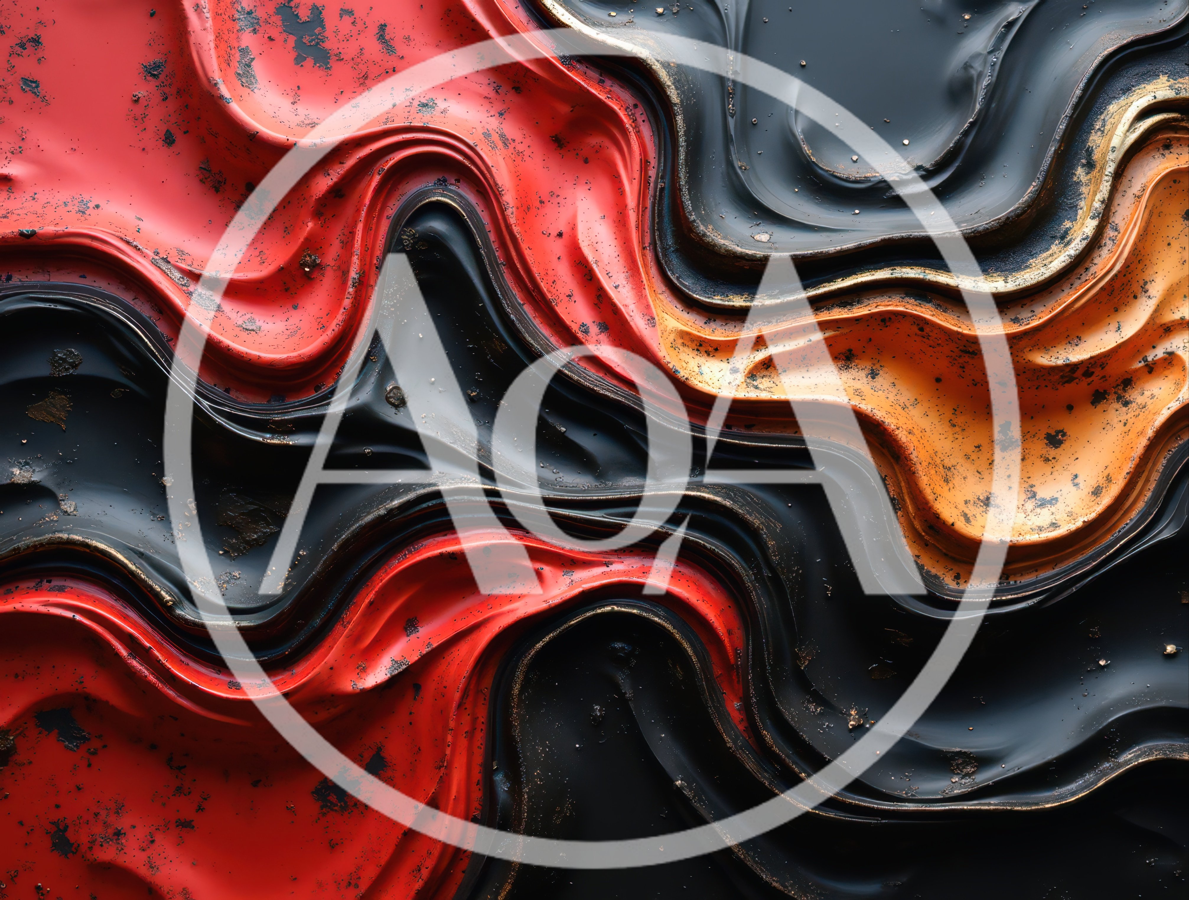 Abstract Fluid Waves Of Red Black And Gold