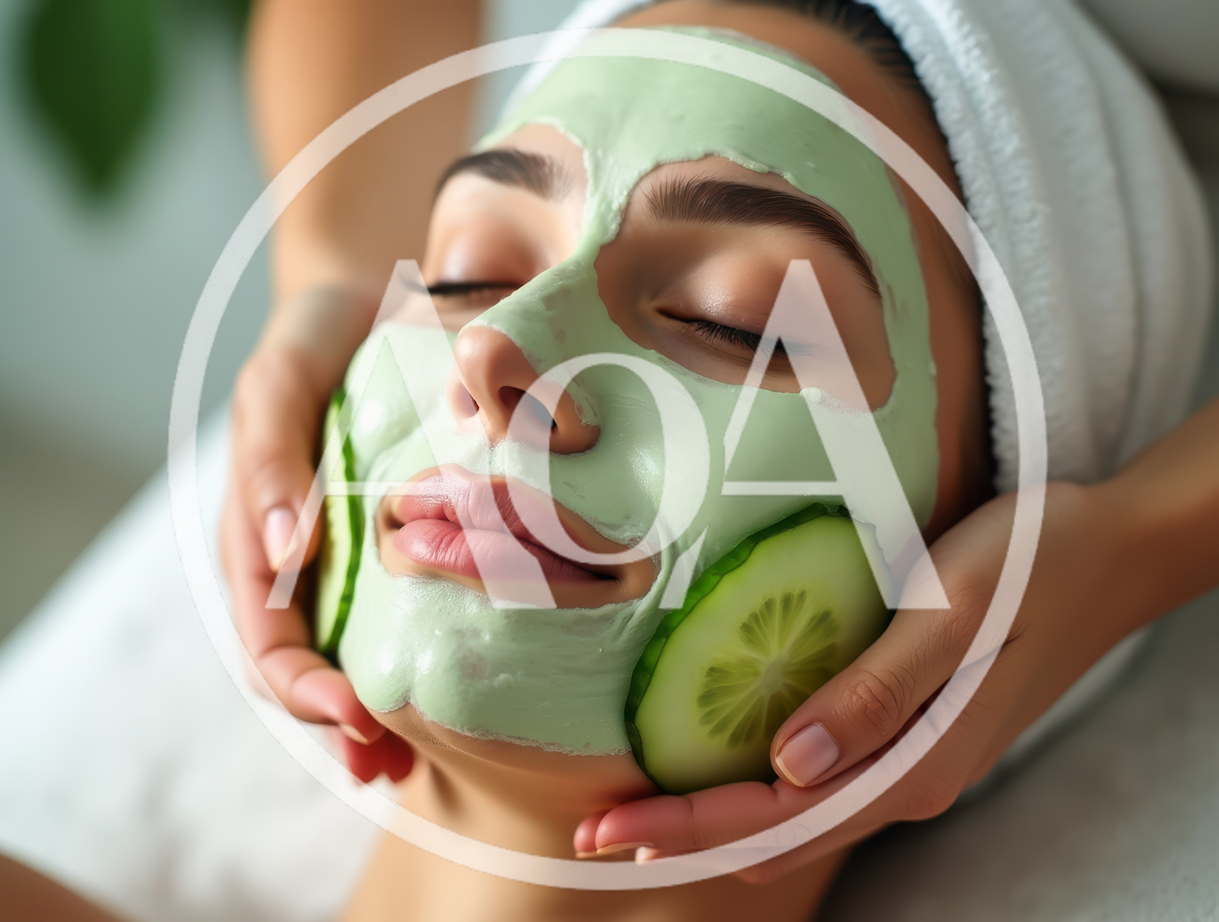 Woman Receiving A Relaxing Cucumber Facial Treatment