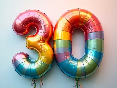Rainbow Foil Balloon Number Thirty