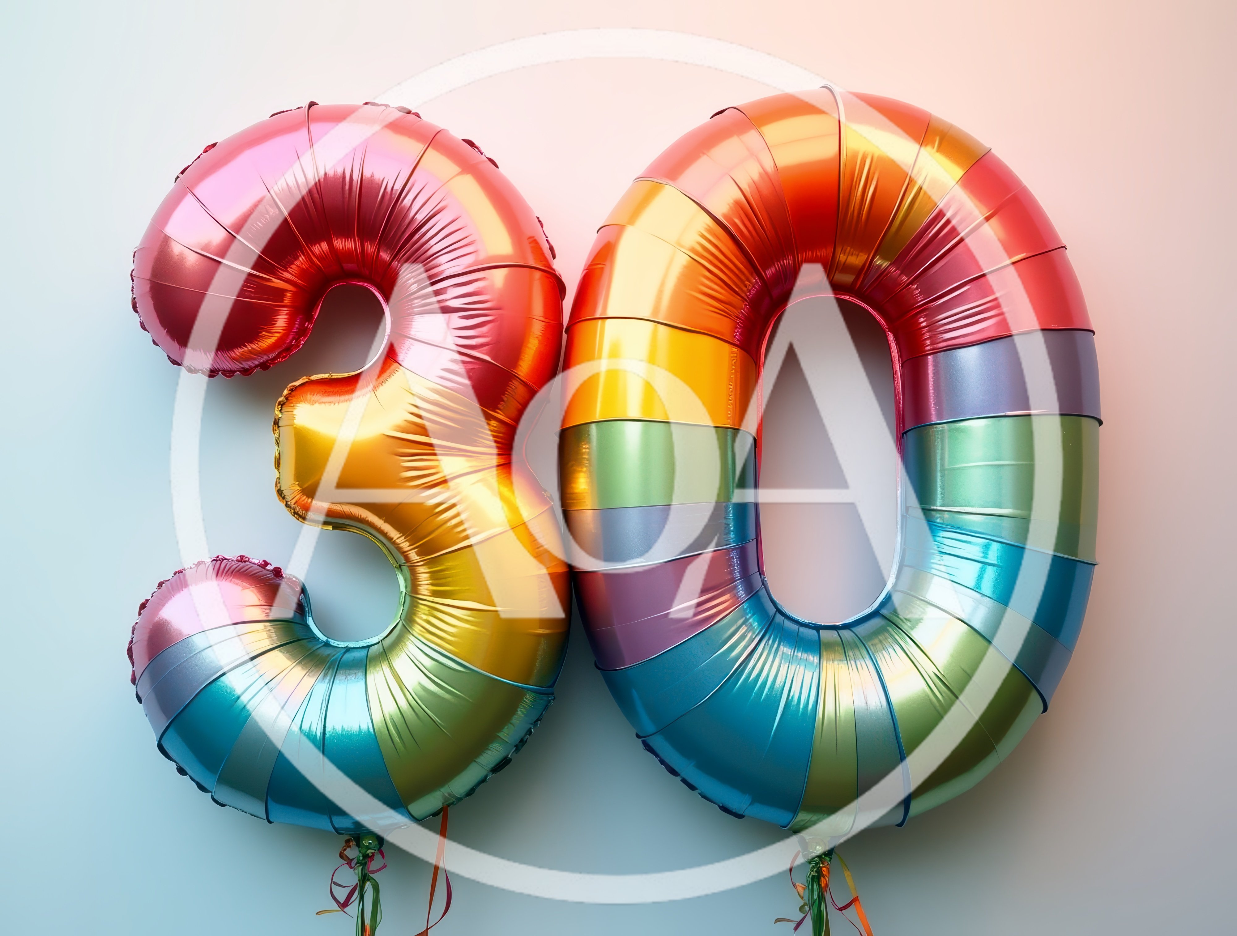 Rainbow Foil Balloon Number Thirty