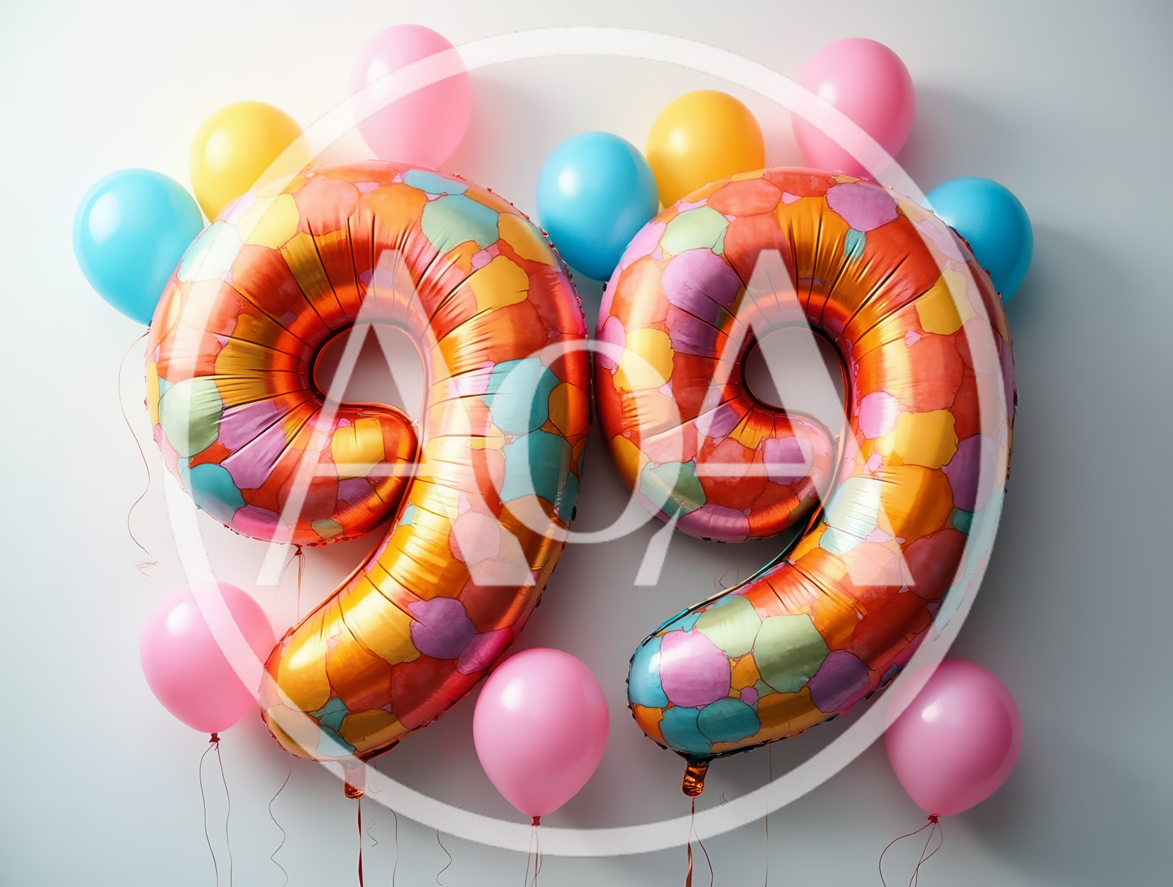 Number 99 Foil Balloons With Colorful Party Balloons