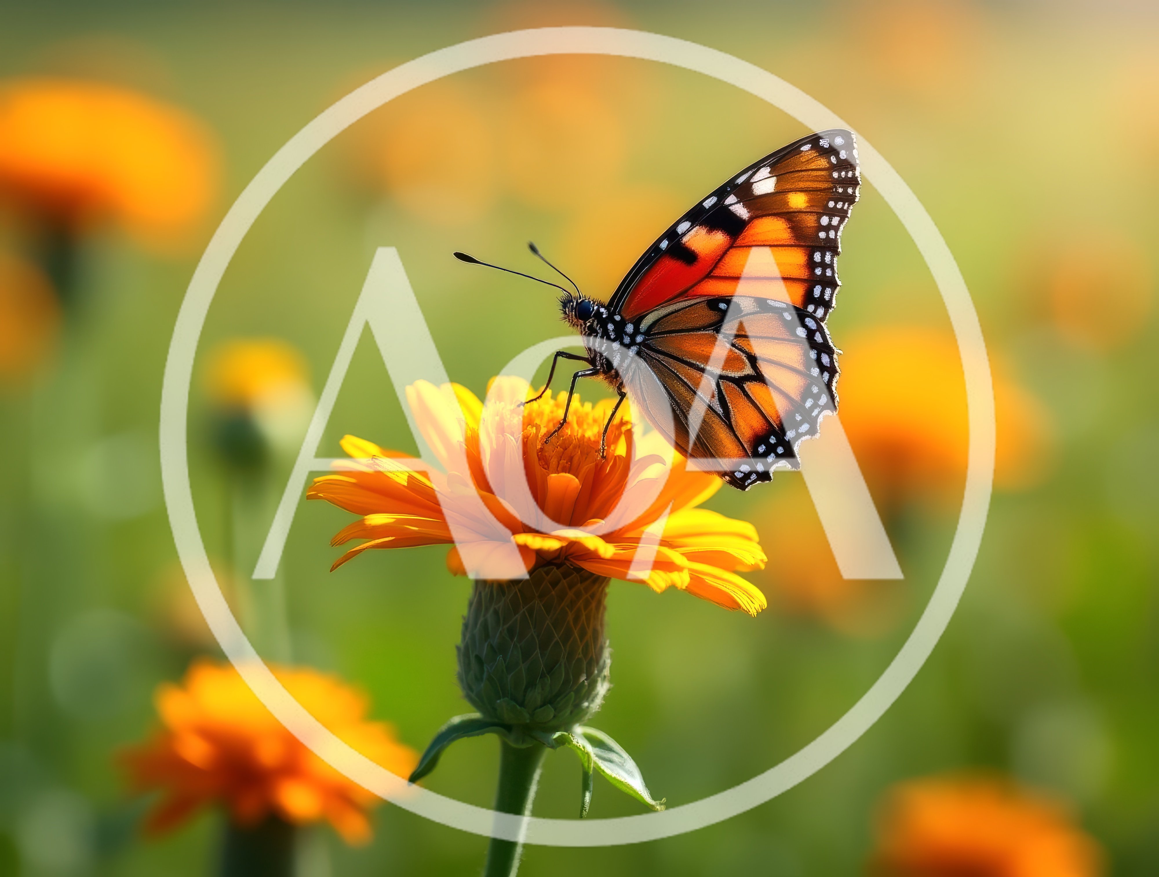 Monarch Butterfly Resting On A Vibrant Orange Flower