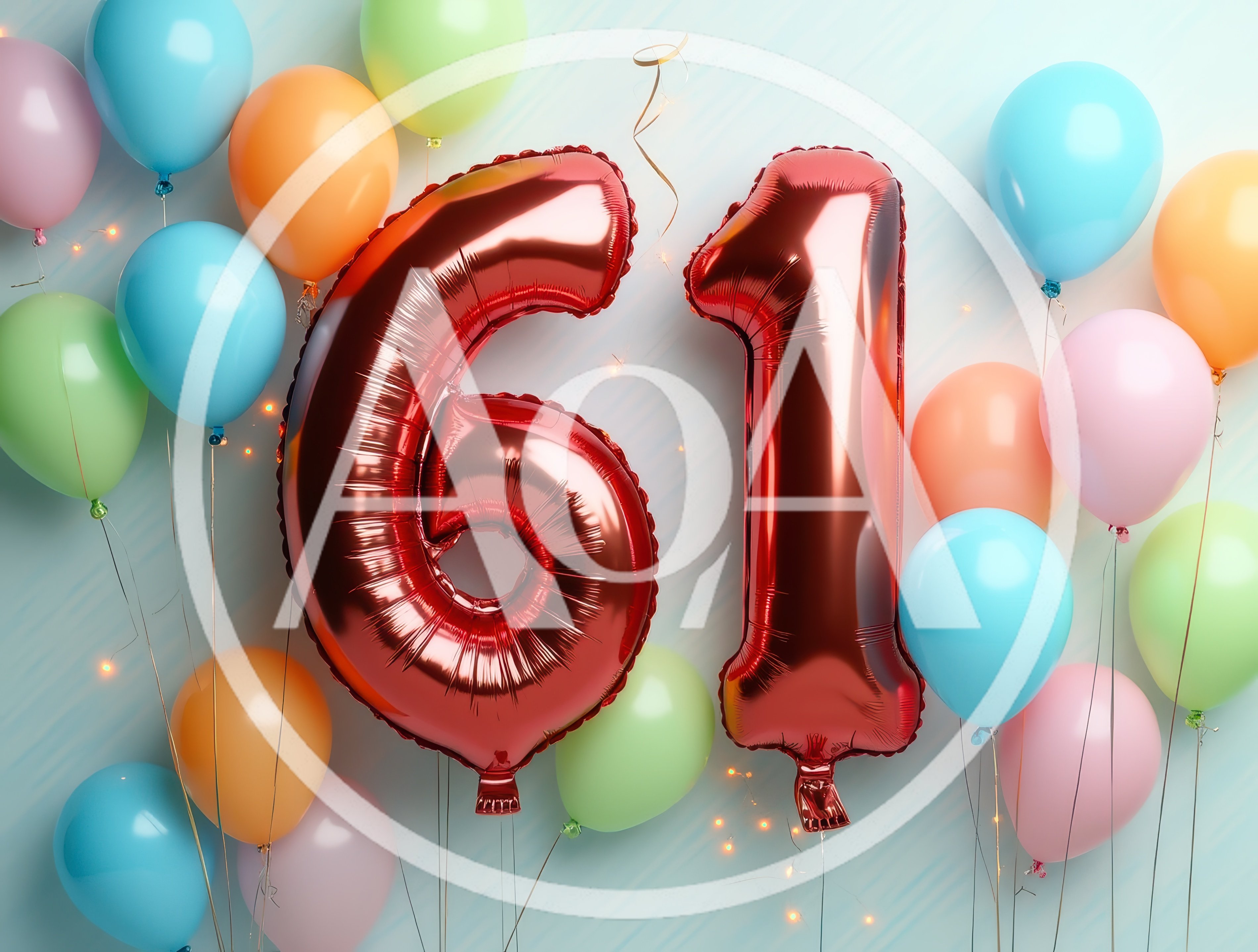 Red Number Sixty One Foil Balloons for Birthday Celebration