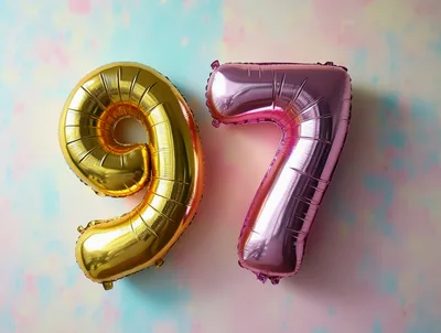 Gold Nine and Pink Seven Foil Balloons