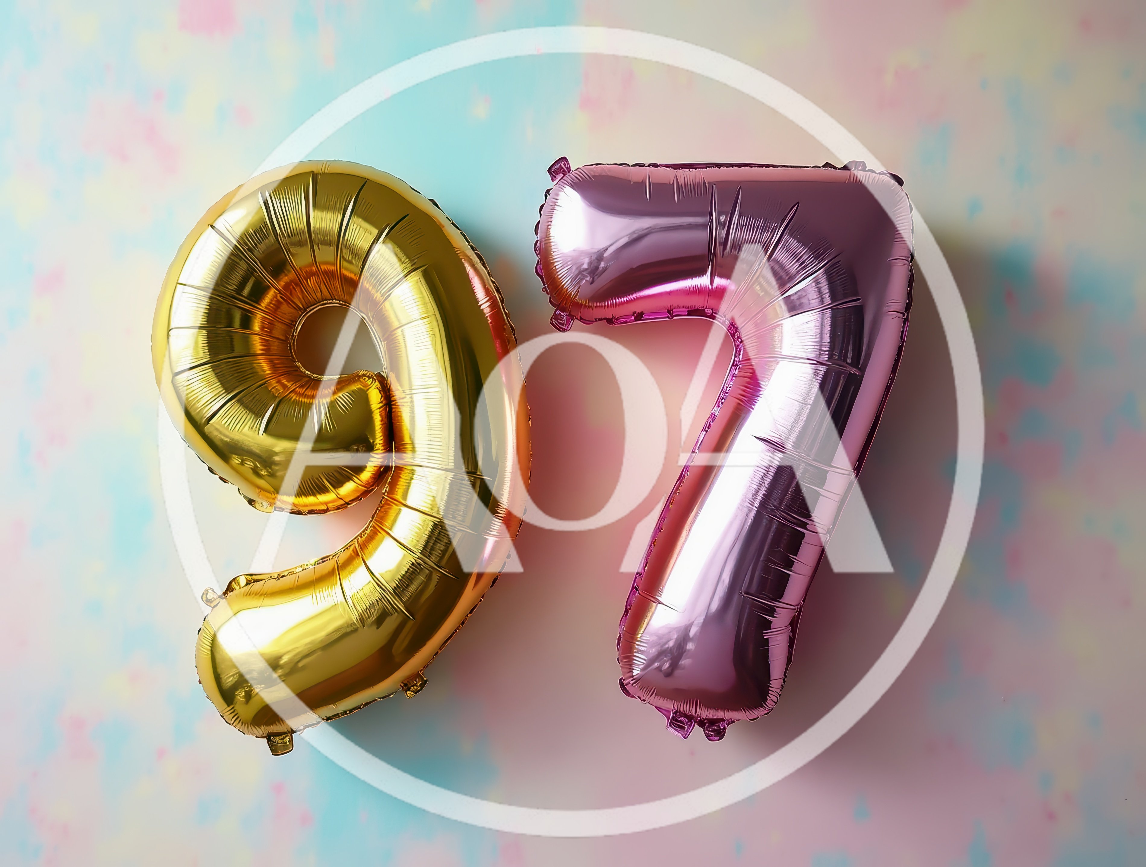 Gold Nine and Pink Seven Foil Balloons