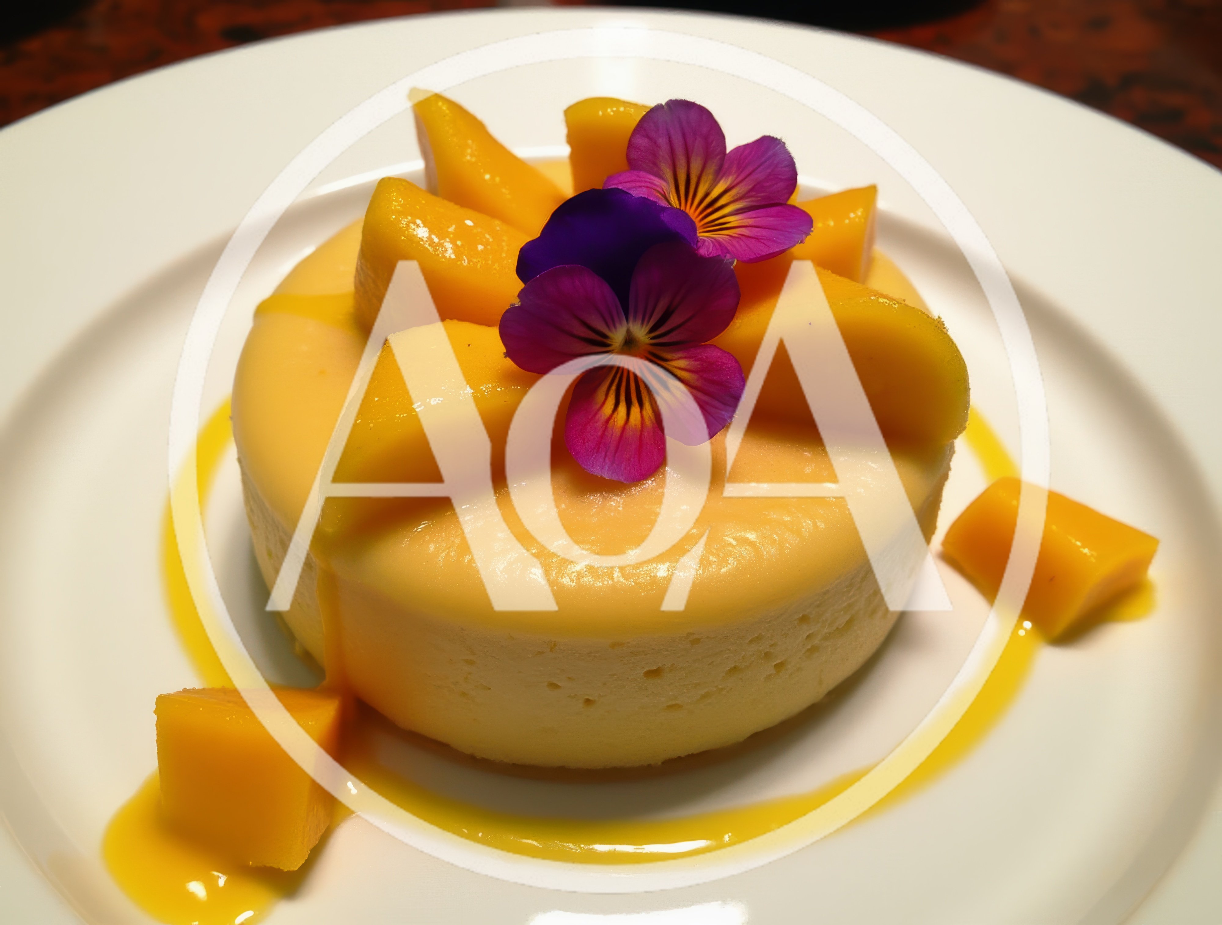 Gourmet Mango Mousse Cake With Edible Flowers