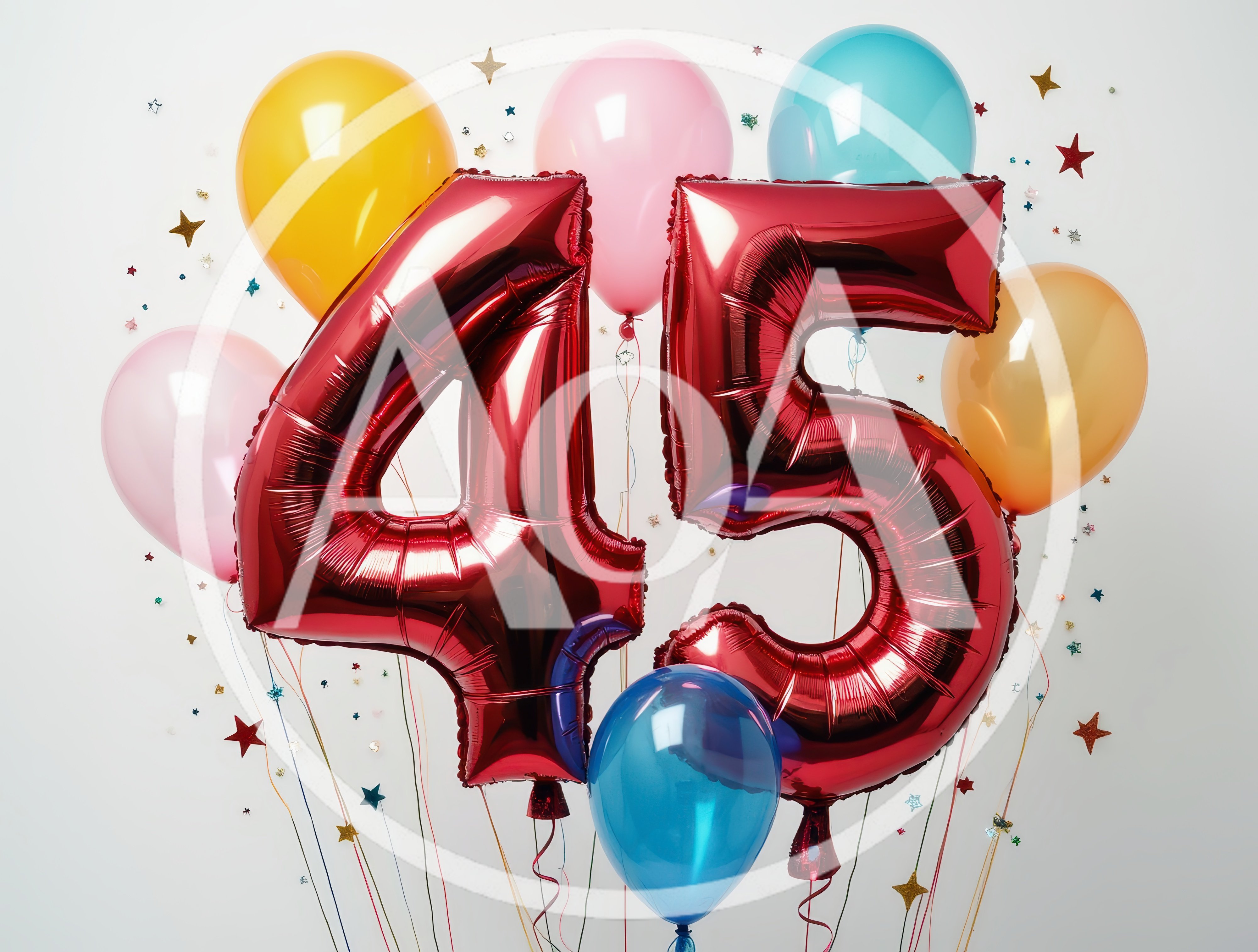 Red Foil Number 45 Balloons for Birthday Celebration