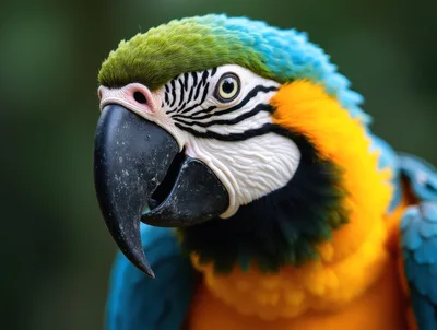 Close Up Portrait Of A Blue And Gold Macaw