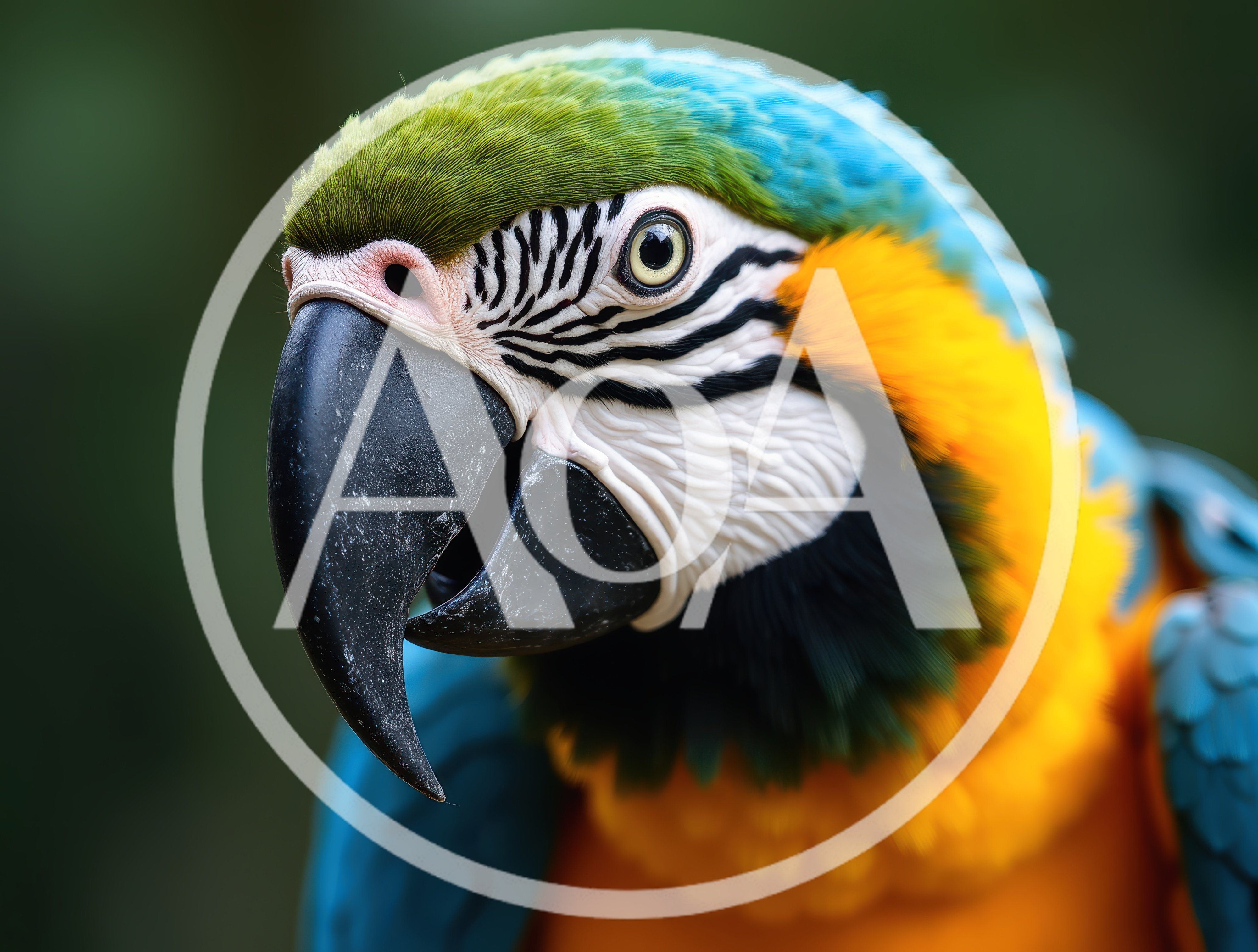 Close Up Portrait Of A Blue And Gold Macaw
