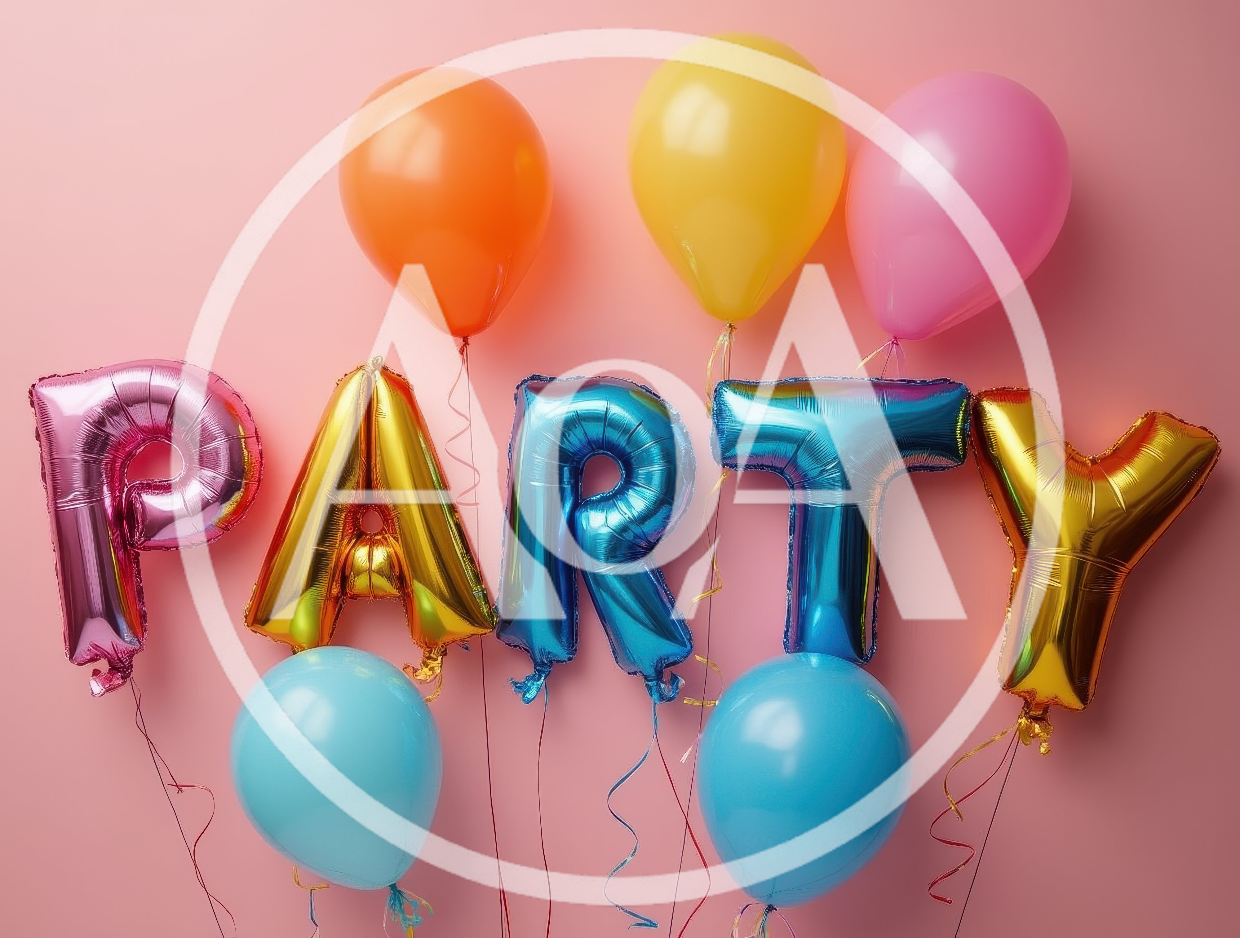 Colorful Party Balloons Spelling Out Party Text