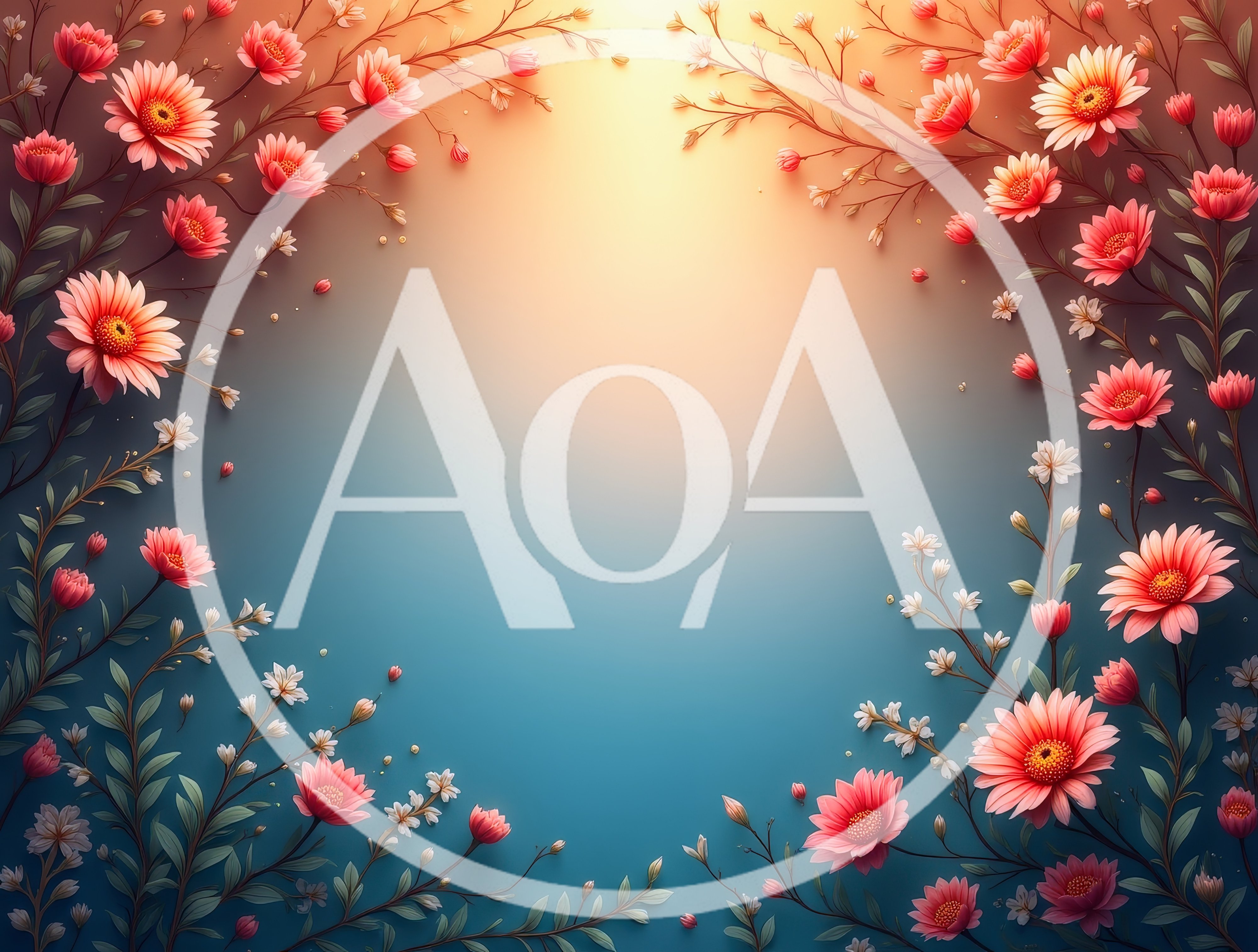 Floral Frame With Pink Daisies On Gradient Background